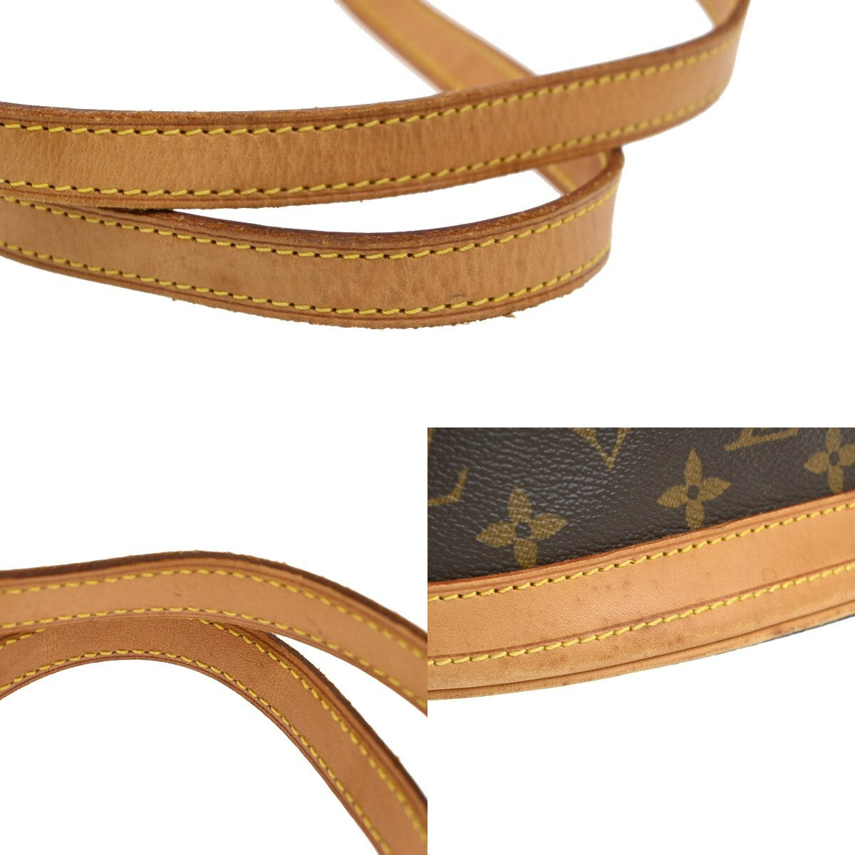 LOUIS VUITTON BUCKET PM Shoulder Tote Bag Monogram Leather Brown M42238 91EE306