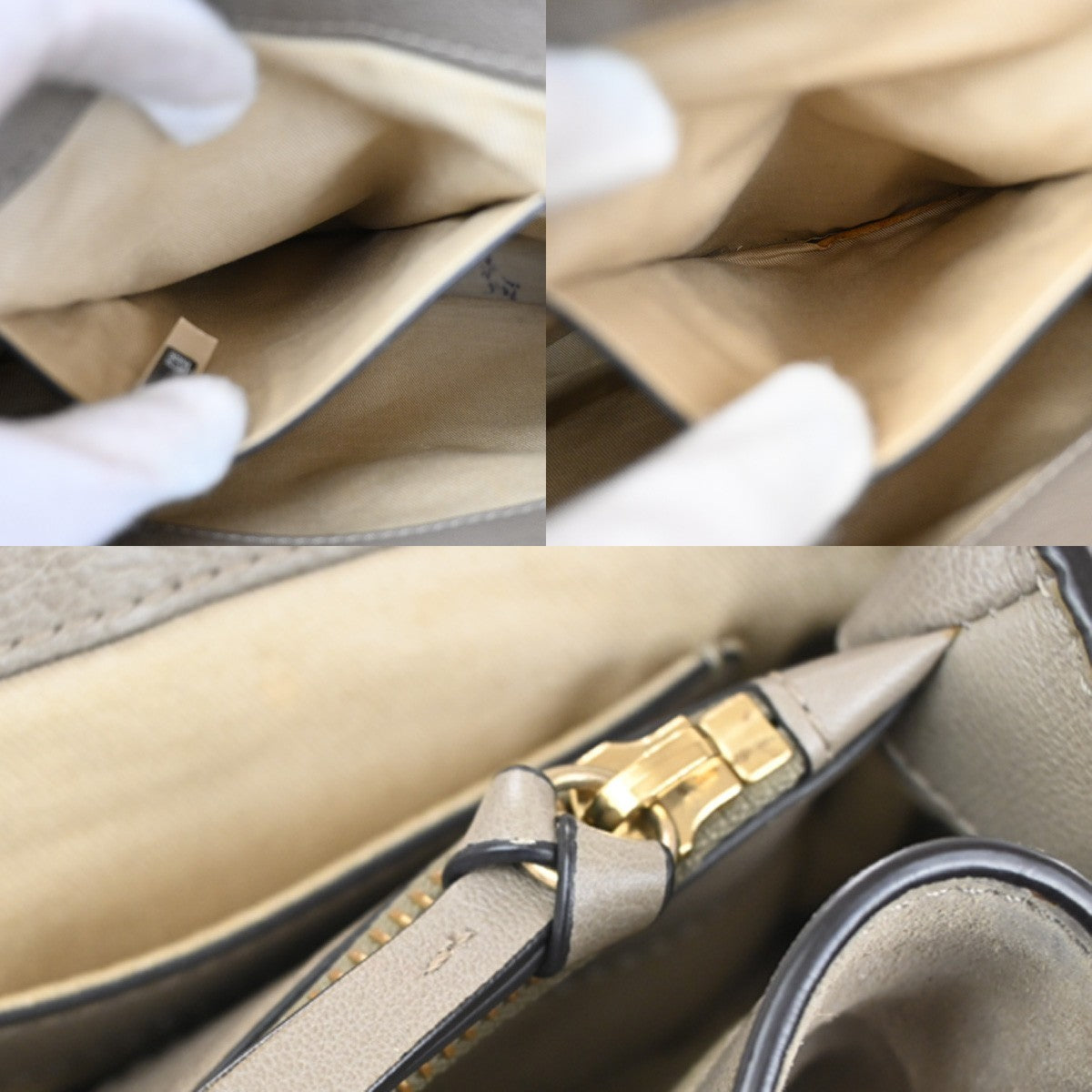CHLOE Faye Day 2Way Shoulder Hand Bag Leather Beige GHW Italy 80AA119