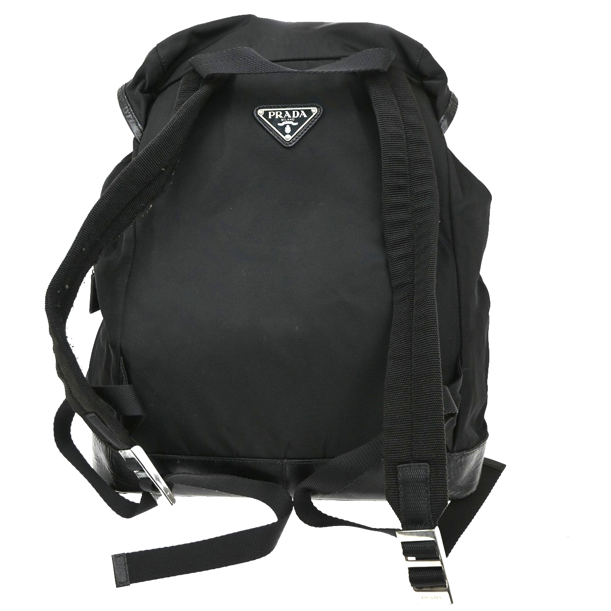 PRADA MILANO Logo Tessuto Drawstring Backpack Nylon Leather BK SHW Italy 62CA502
