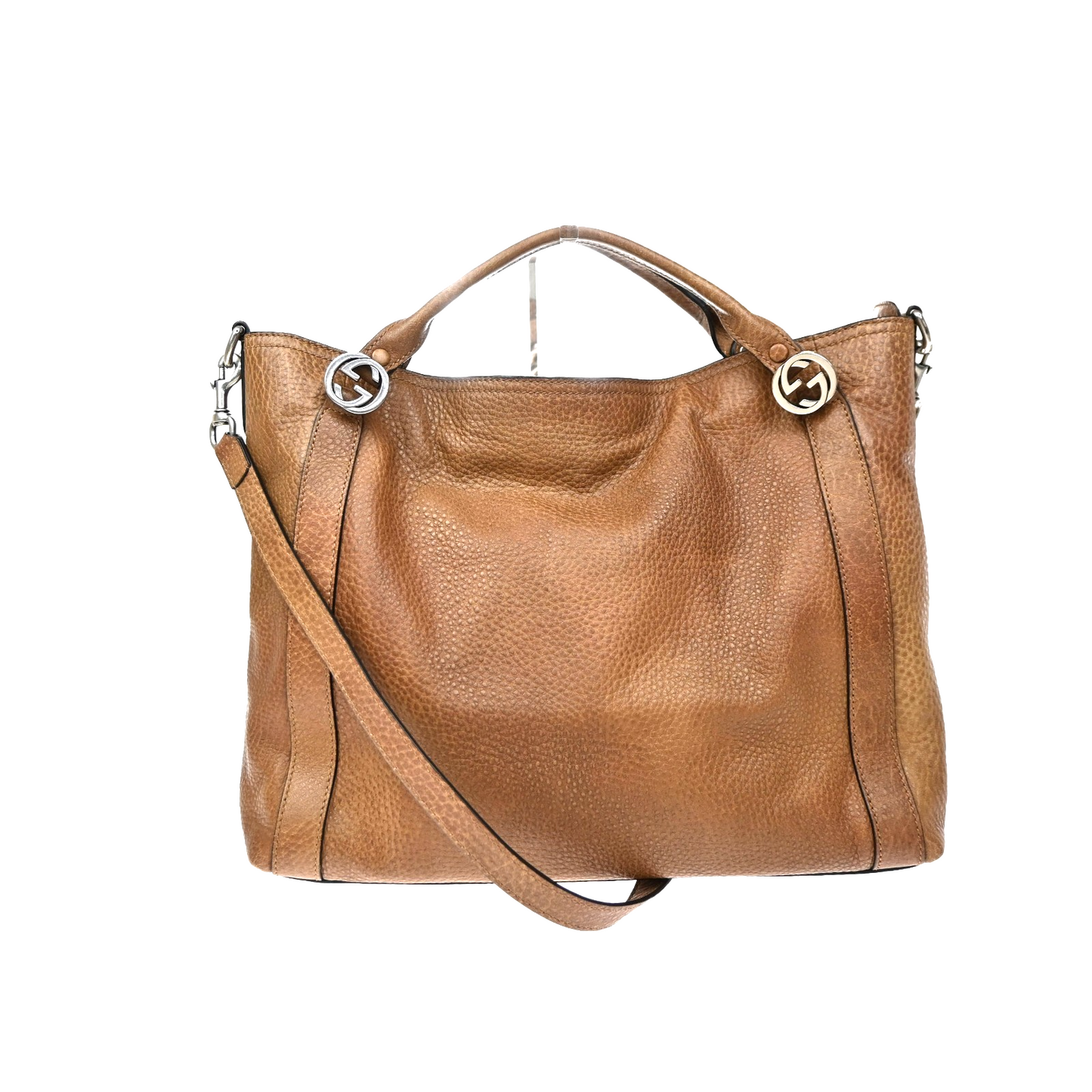 GUCCI Miss GG 2Way Hand Shoulder Bag Pebbled Leather Brown SHW Italy 86KD069