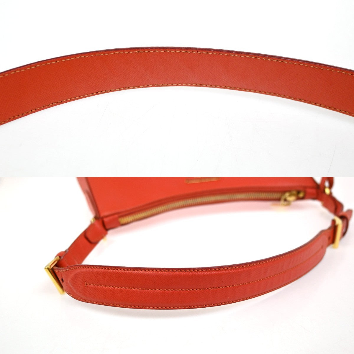 PRADA Logo Saffiano Shoulder Hand Bag Leather Red Lacca GHW Italy 71YJ010