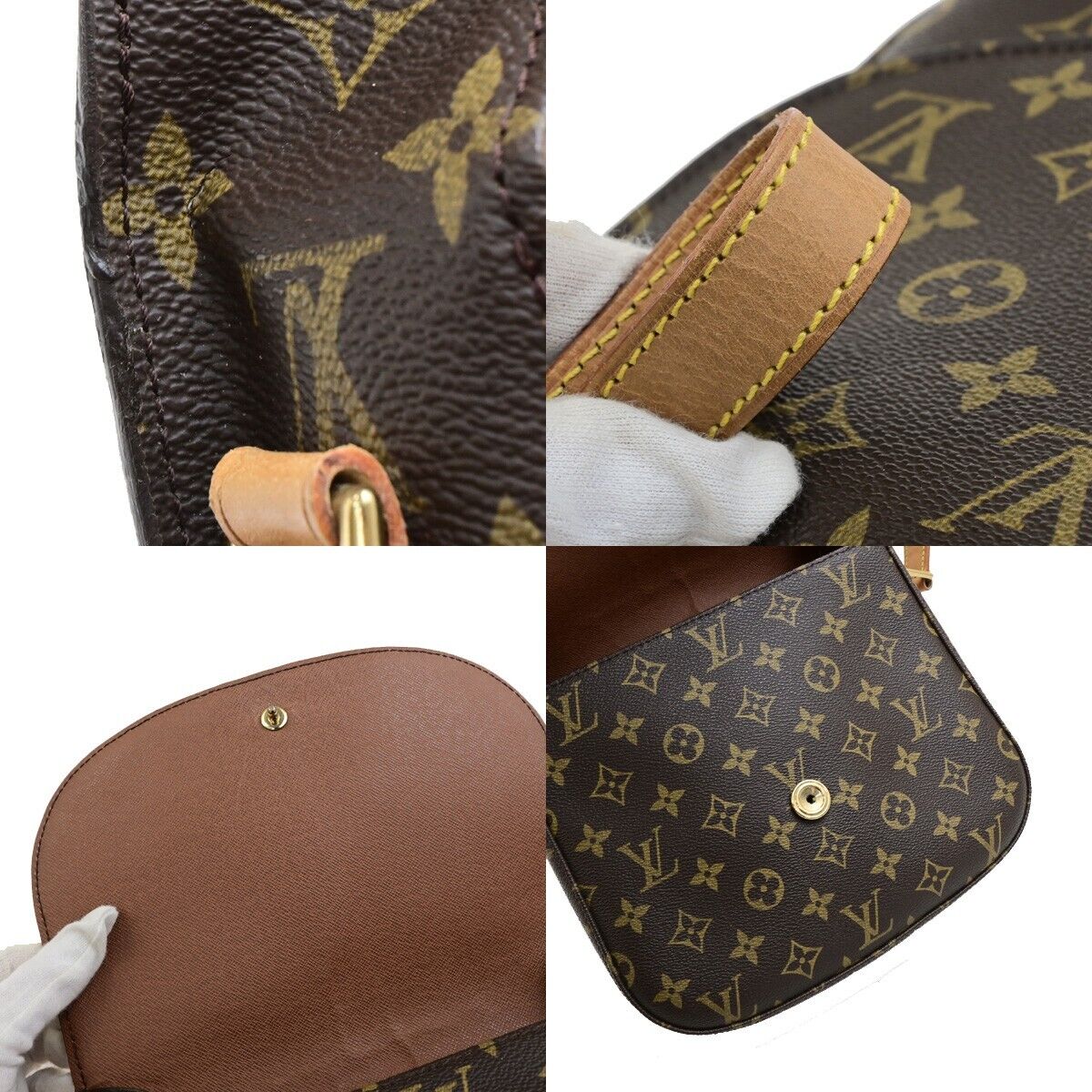 LOUIS VUITTON Saint Cloud GM Shoulder Bag Monogram Leather Brown M51242 70ED490