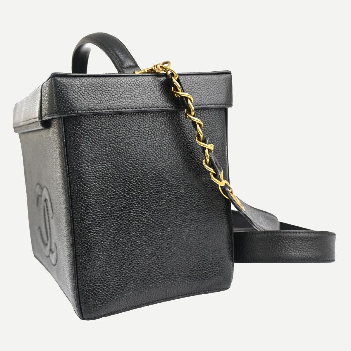 CHANEL CC Logo 2Way Vanity Shoulder Hand Bag Caviar Skin Leather BK GHW 620RJ692