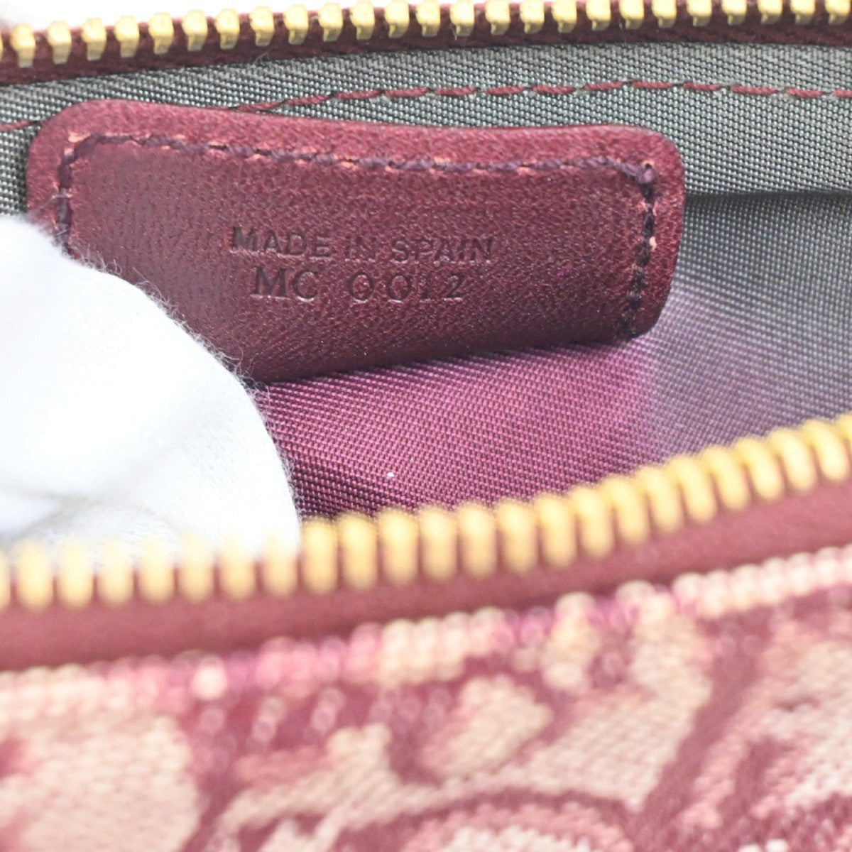 CHRISTIAN DIOR Trotter Pattern Saddle Shoulder Bag Canvas Leather Red 93ZA152
