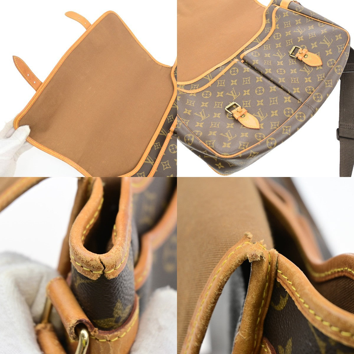 LOUIS VUITTON Gibeciere GM Shoulder Bag Monogram Leather Brown M42249 76YJ224