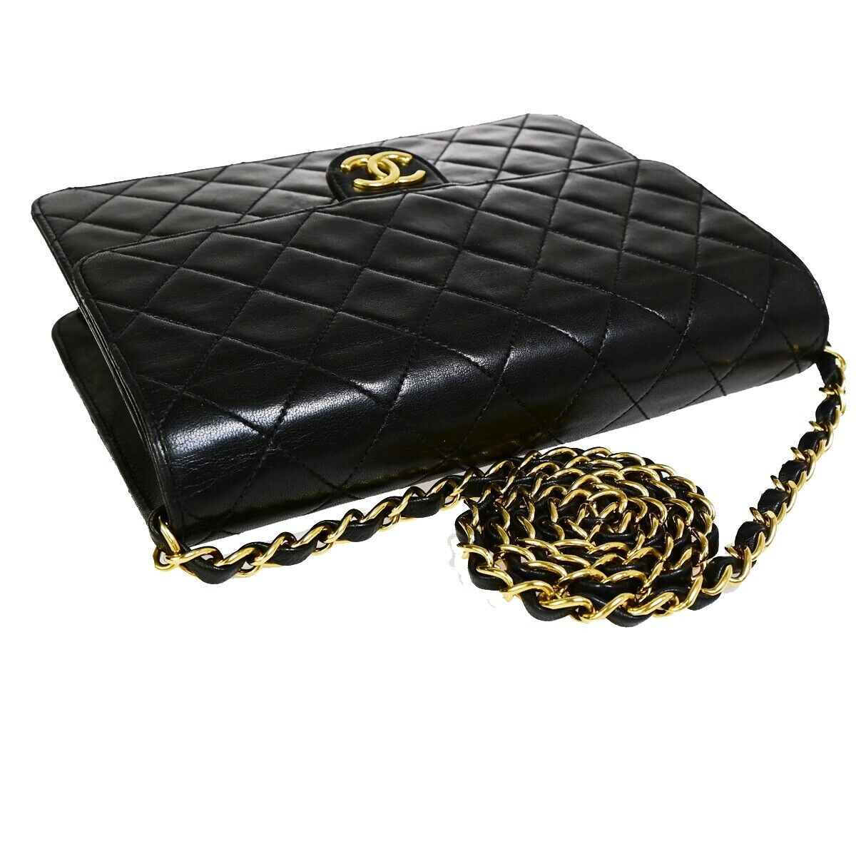 CHANEL CC Matelasse Chain Shoulder Bag Leather Black GHW Vintage 386RJ836
