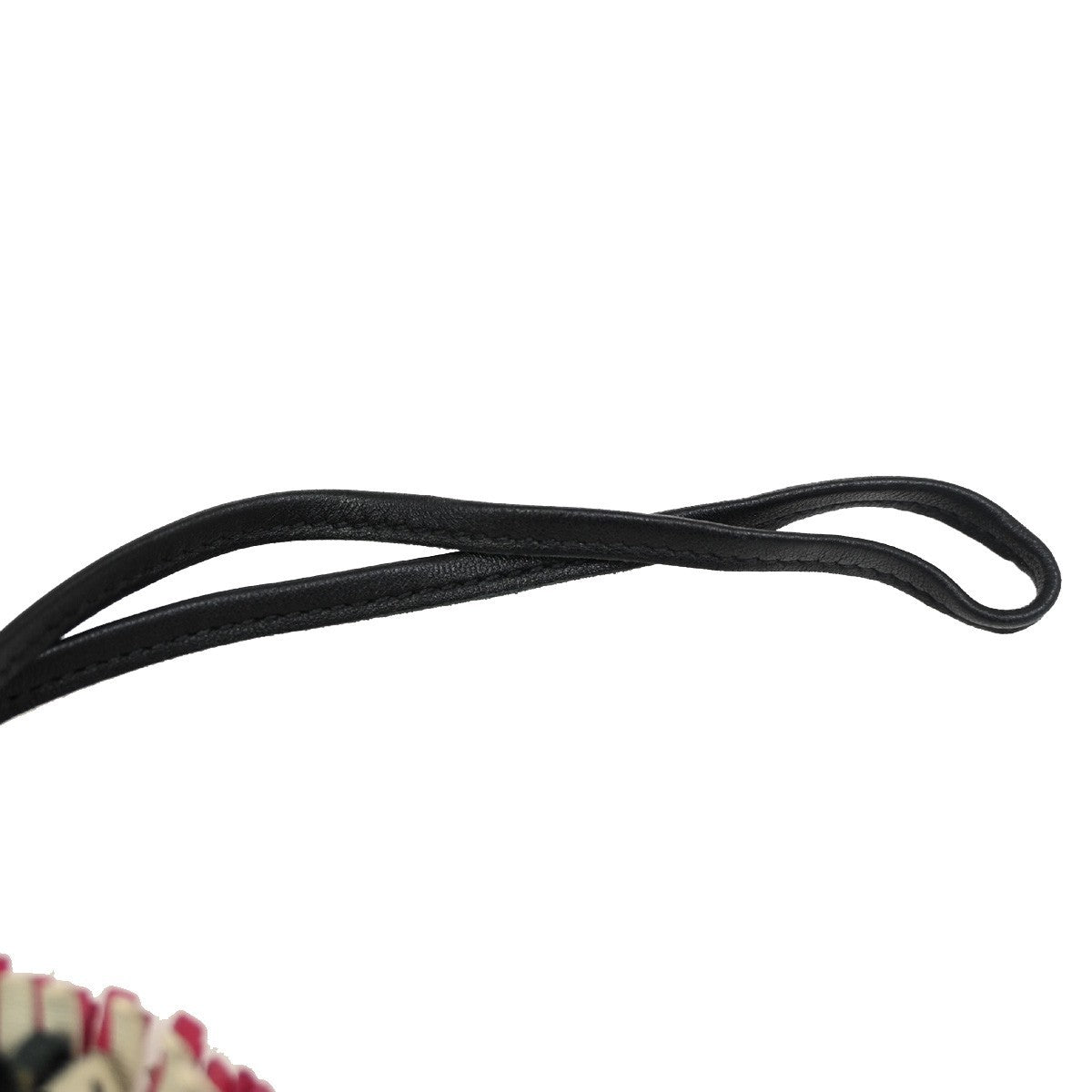 HERMES Zebra ZZ Savannah Strap Bag Charm Lambskin Leather Black White 73RL531