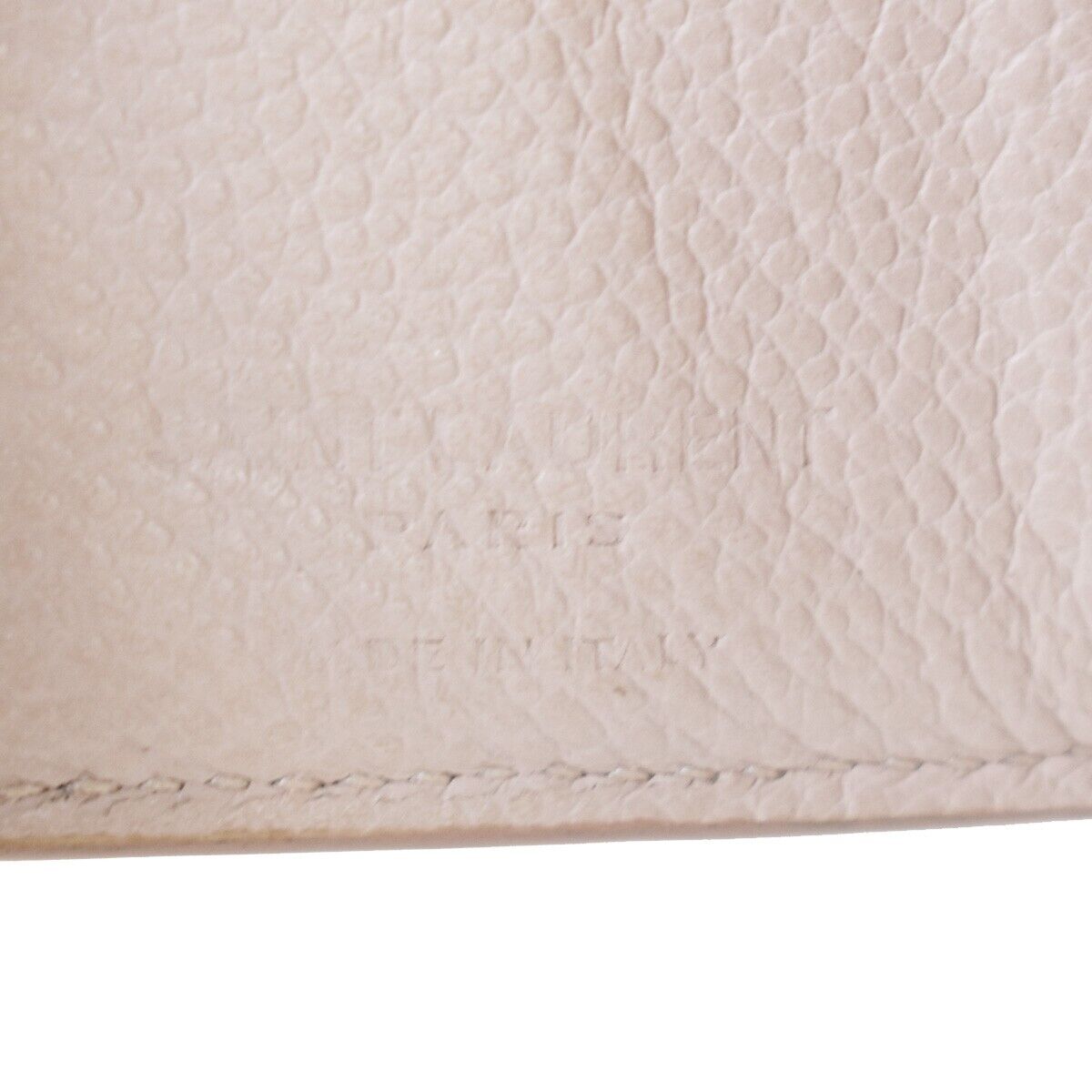 SAINT LAURENT YSL Logo Trifold Wallet Purse Leather Pink Beige Italy 05JH713