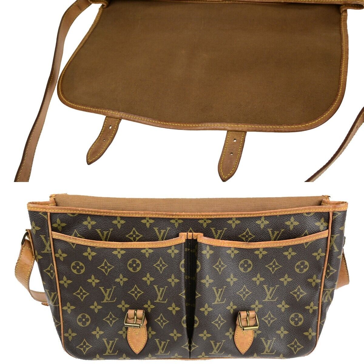 LOUIS VUITTON Gibeciere GM Shoulder Bag Monogram Leather Brown M42246 64SJ591
