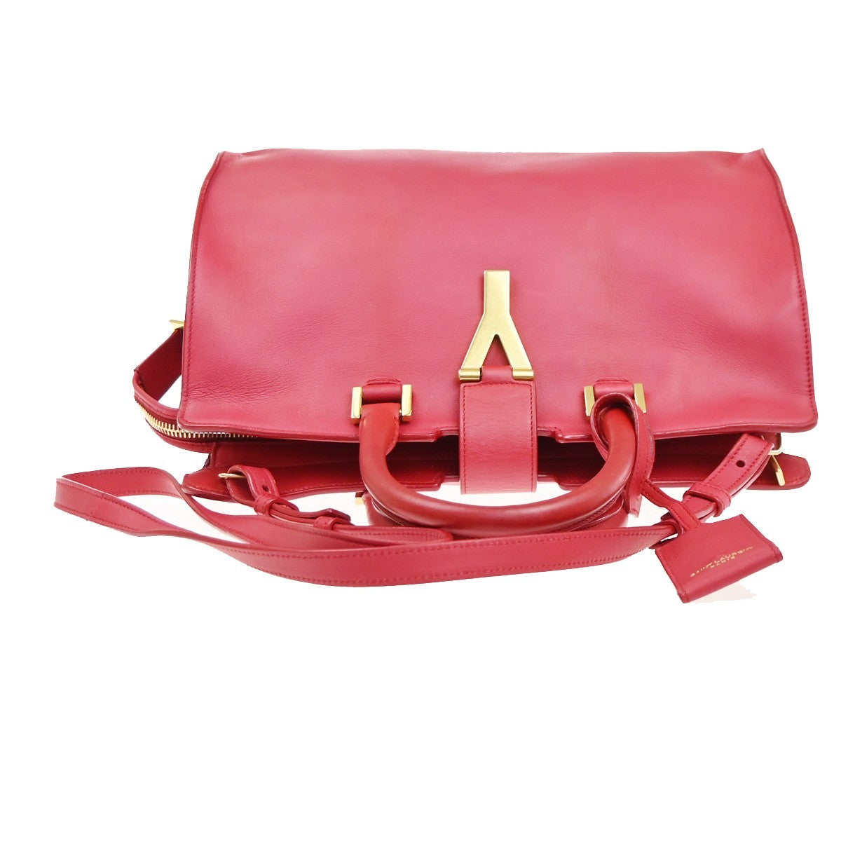 SAINT LAURENT Petit Cabas Y Line 2way Shoulder Hand Bag Leather RD Italy 76KC999