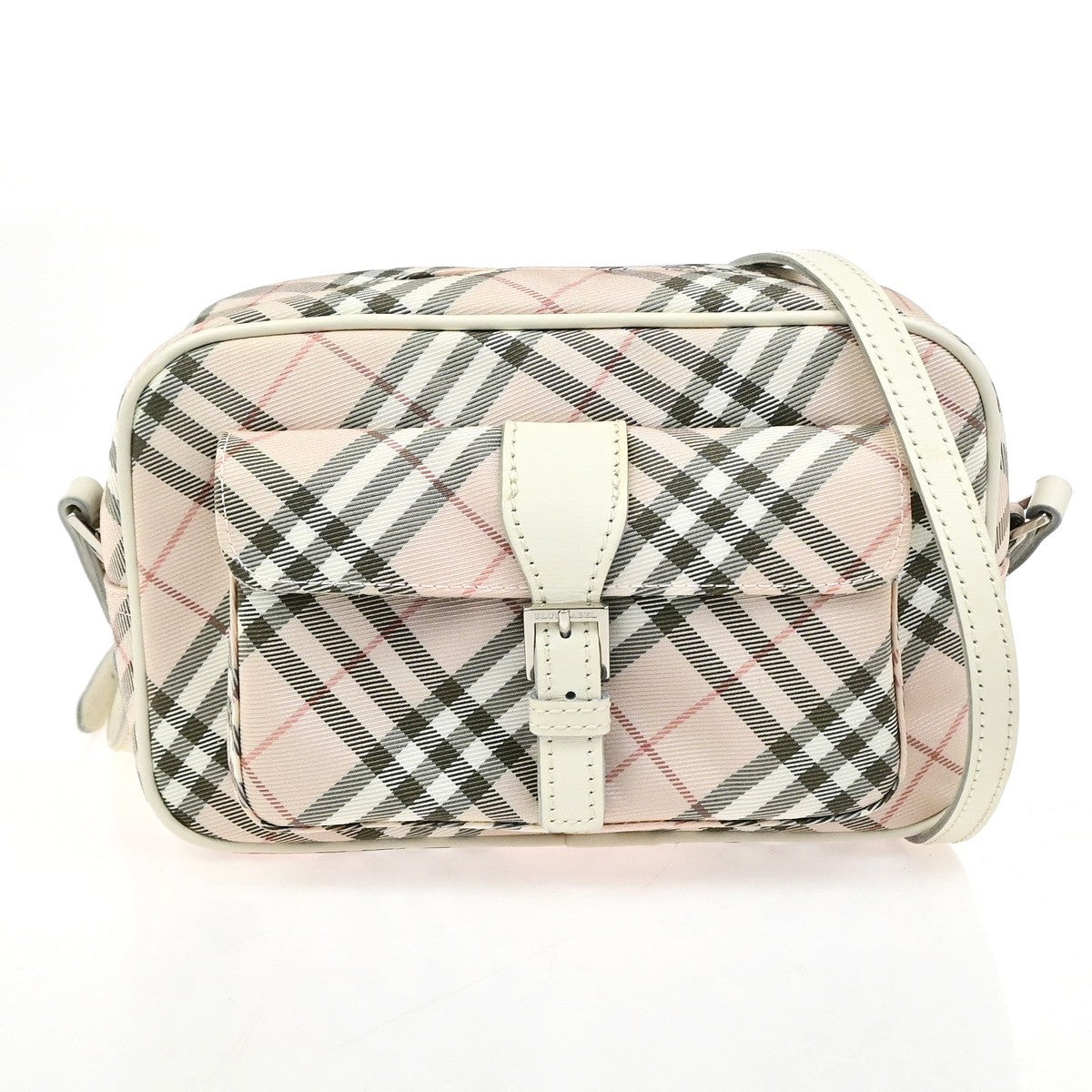 BURBERRY Blue Label Nova Check Shoulder Bag Canvas Leather Pink SHW 69YJ269