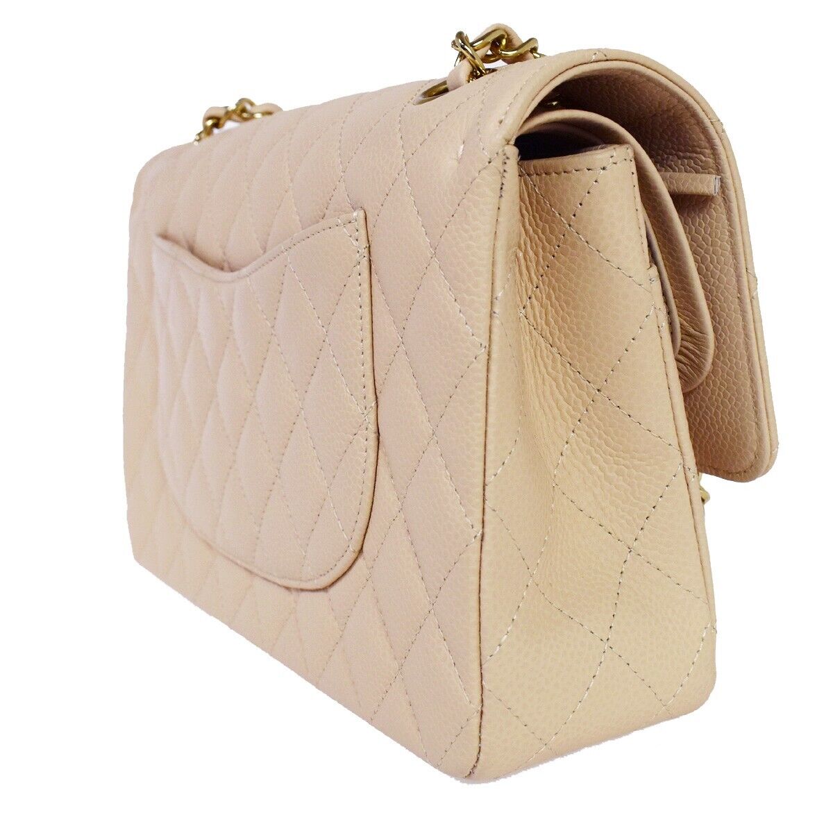 CHANEL CC Matelasse 25 Double Flap Chain Shoulder Bag Caviar Leather 6078LC372