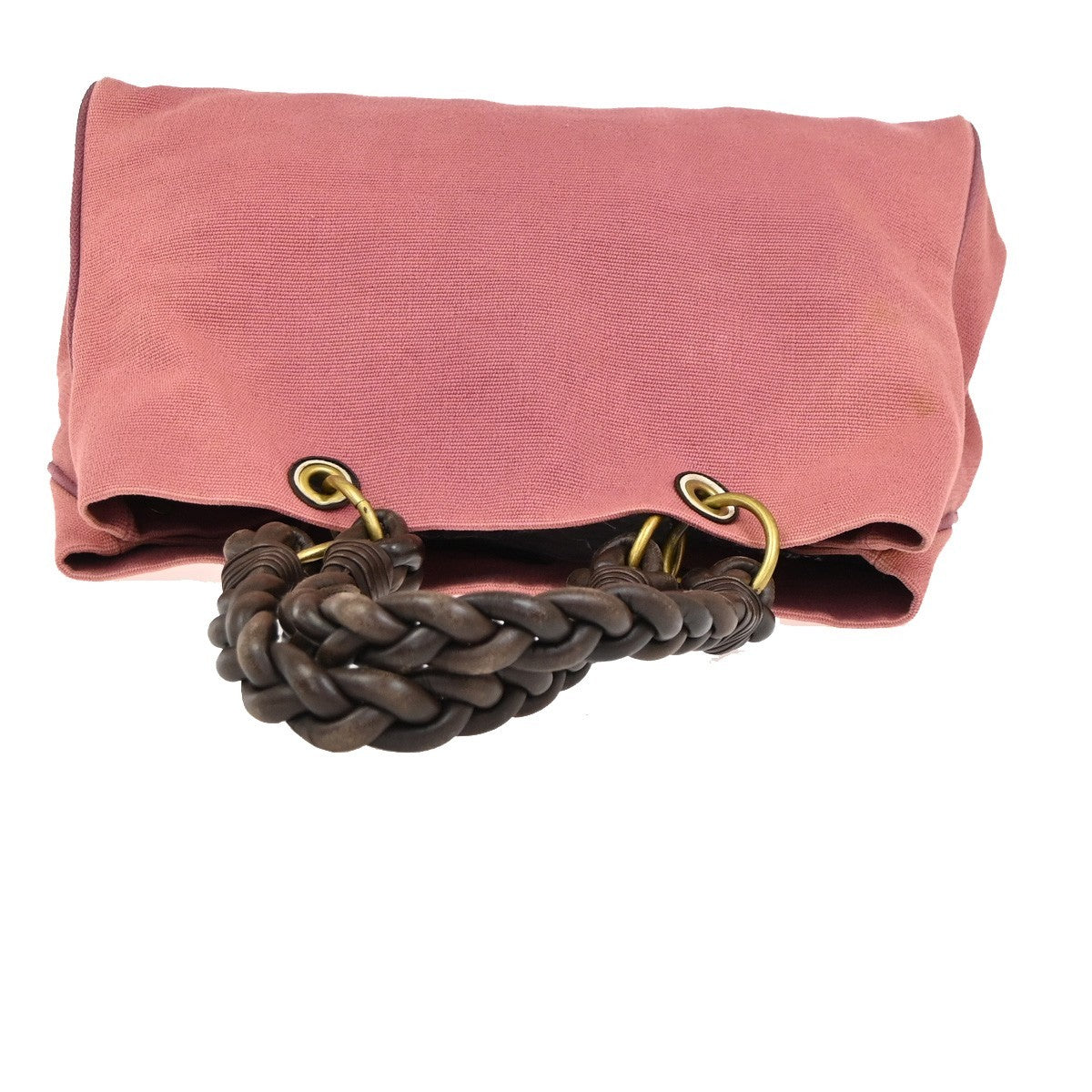 BOTTEGA VENETA Logo Shoulder Tote Bag Canvas Leather Pink GHW Italy 37YH904