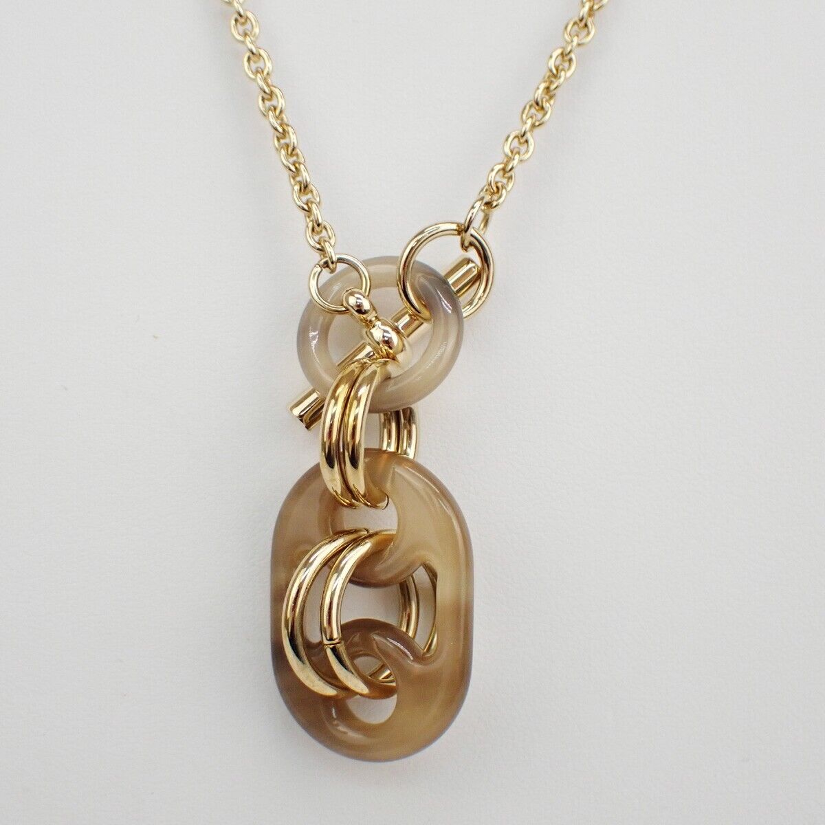 HERMES Logo Eurydice Chain Necklace Pendant Gold France Accessory 11RJ102