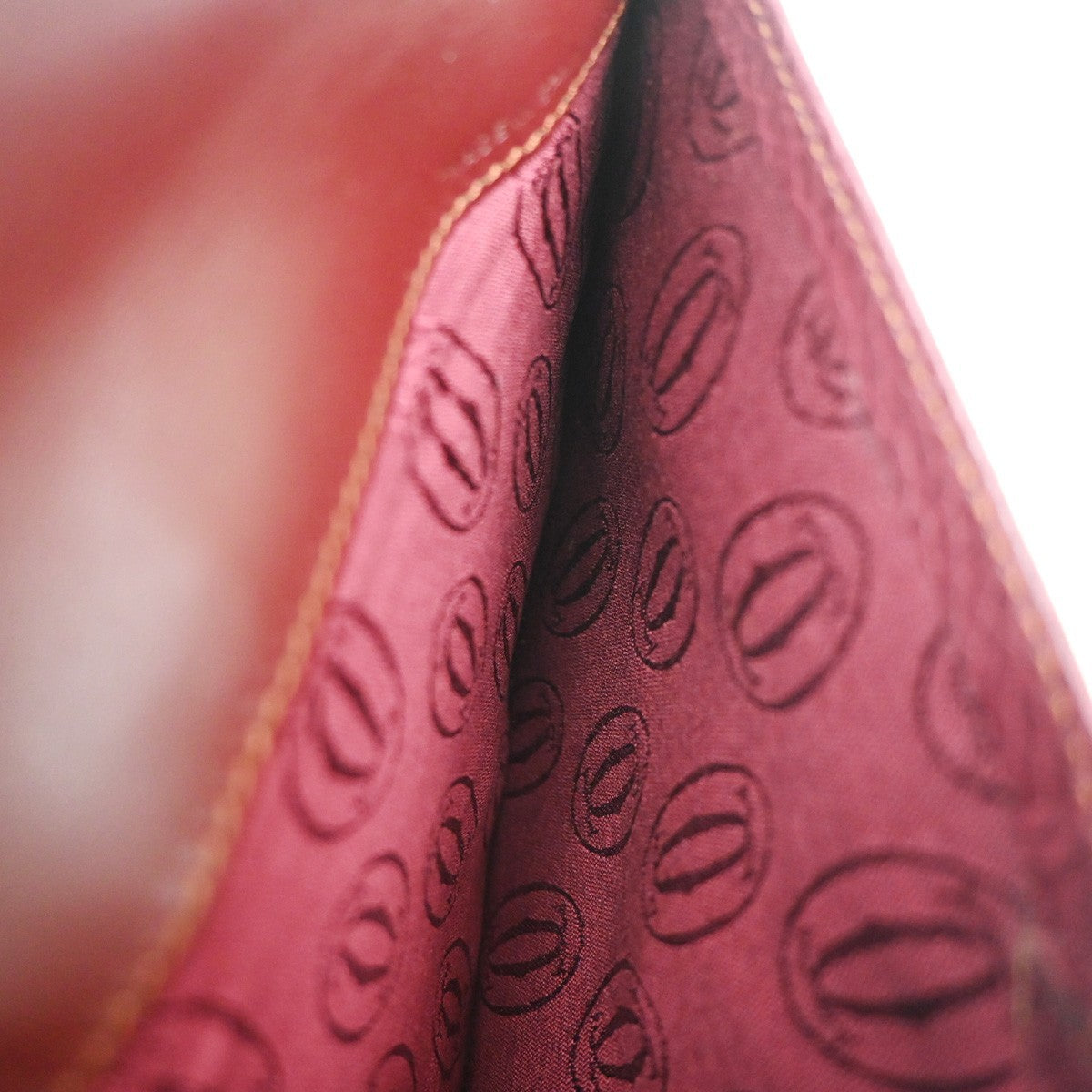 MUST DE CARTIER 2C Logo Shoulder Hand Bag Leather Red Burgundy GHW Spain 36CA740