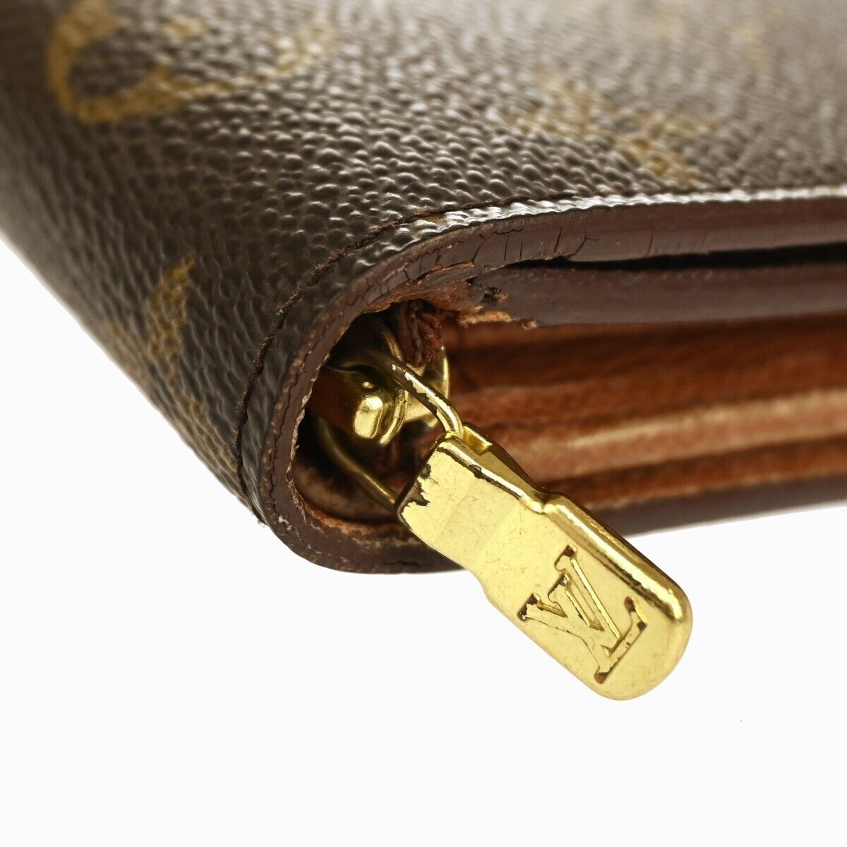 LOUIS VUITTON 3 Set Long Bifold Wallet Purse Monogram Leather Brown 68GA197