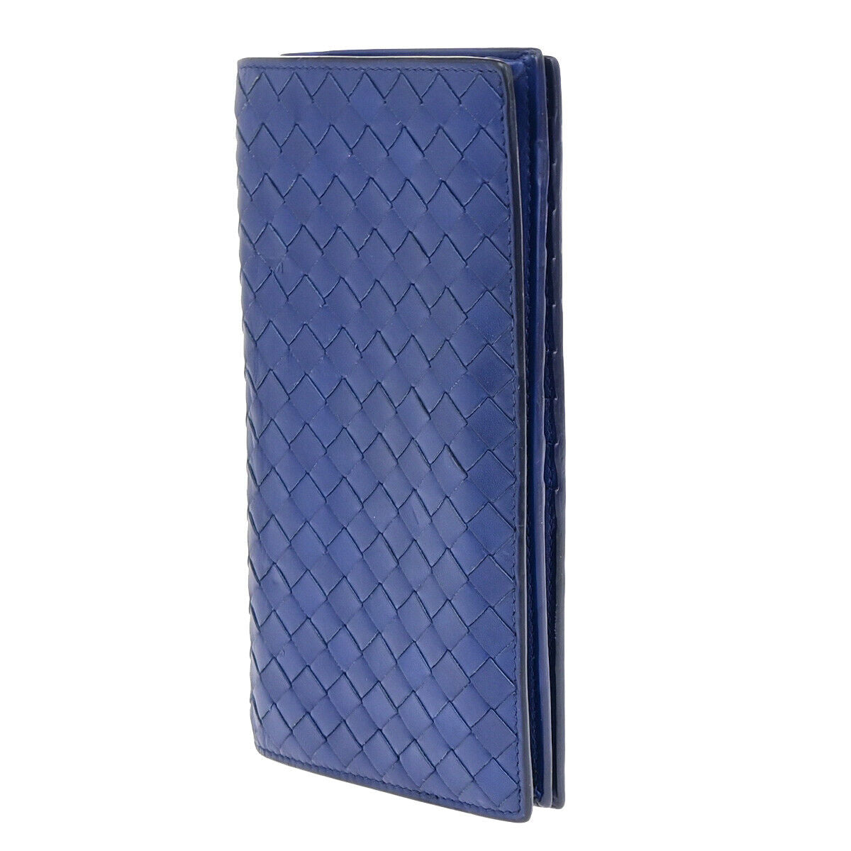 BOTTEGA VENETA Logo Intrecciato Long Bifold Wallet Leather Blue SHW 39SJ343