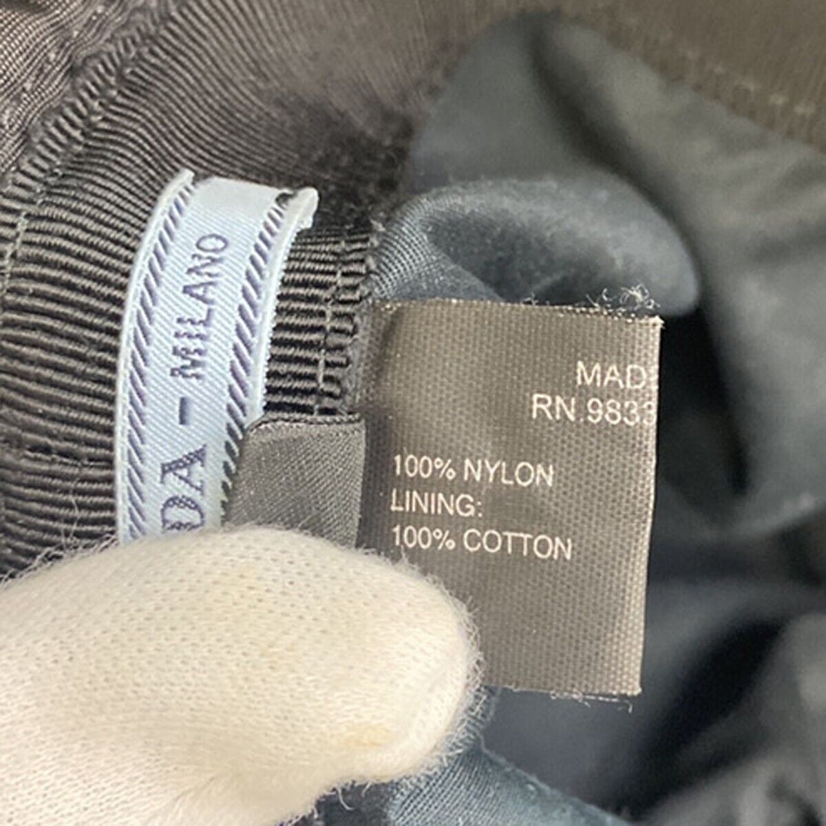 PRADA Logo Tessuto Bucket Hat Side M 100% Nylon Black Italy 80RK564