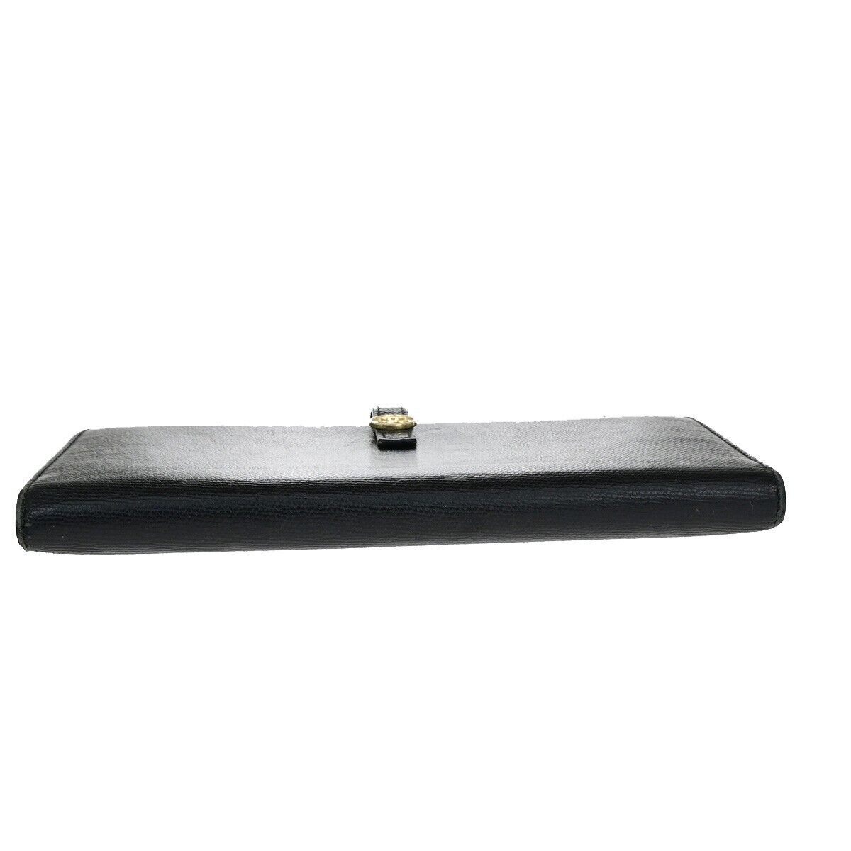 CHANEL CC Logo Long Bifold Wallet Purse Leather Black GHW France 33EB272