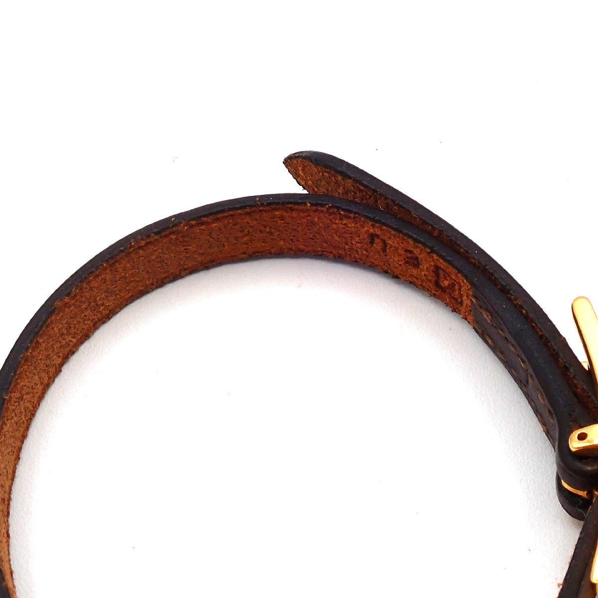 HERMES Logo Api Bracelet Leather Brown GHW 05RP161