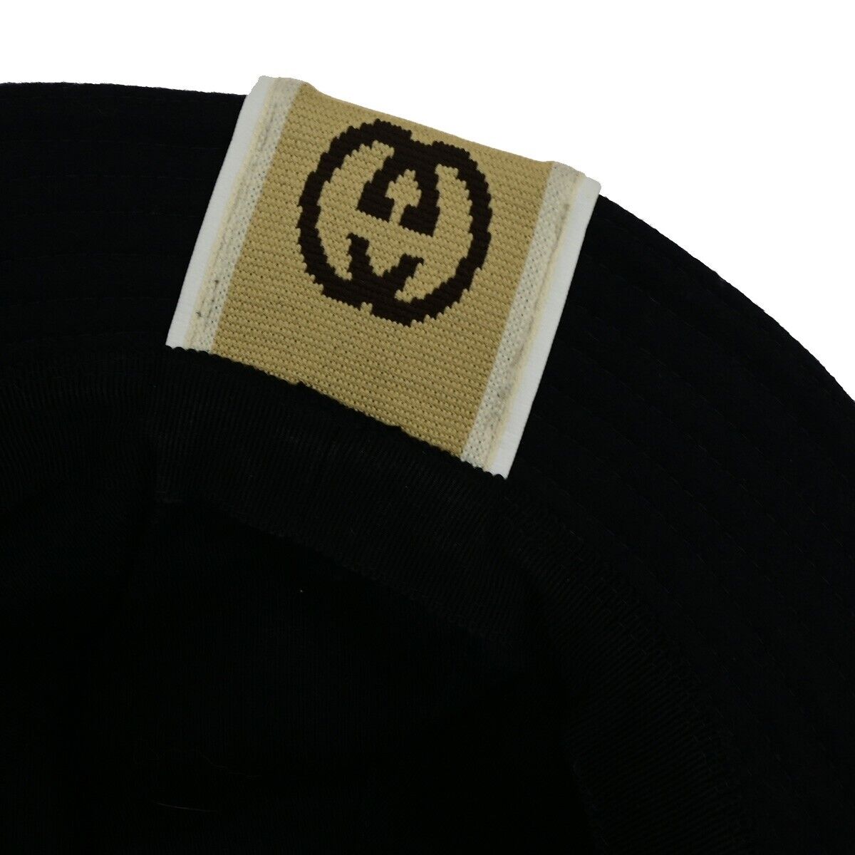 GUCCI GG Interlocking G Stripe Bucket Hat Side L Wool Black Italy 30YG358