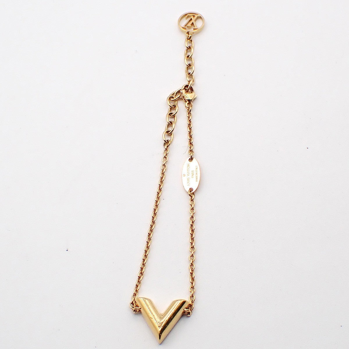 LOUIS VUITTON LV Logo Essential V Bracelet Gold-Plated Italy M61084 36RL847