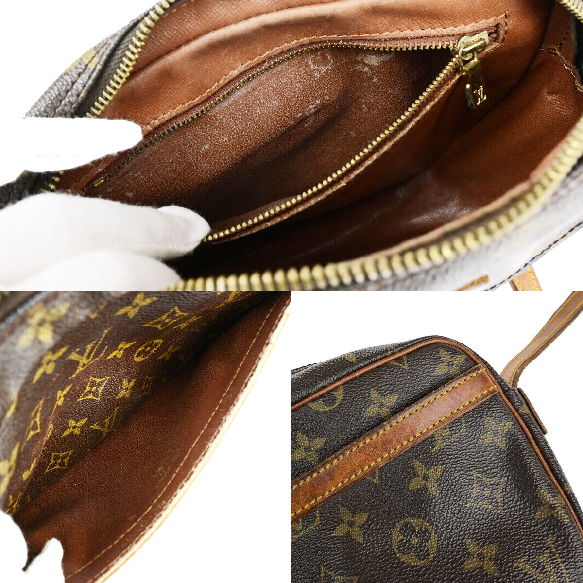 LOUIS VUITTON Jeune Fille PM Shoulder Bag Monogram Leather Brown M51227 65YF253