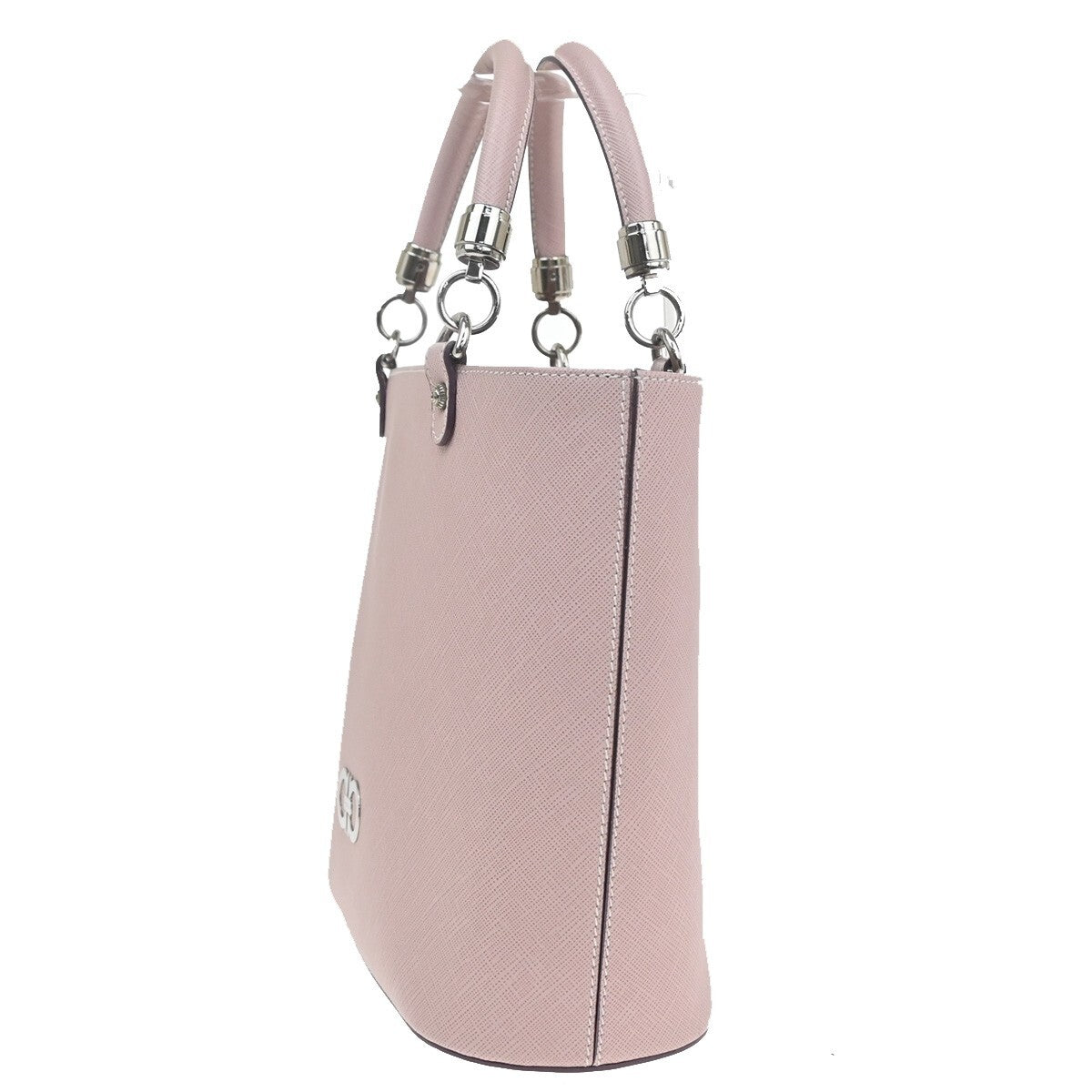 SALVATORE FERRAGAMO Gancini Hand Bag Leather Pink Silver Made in Italy 31EF006
