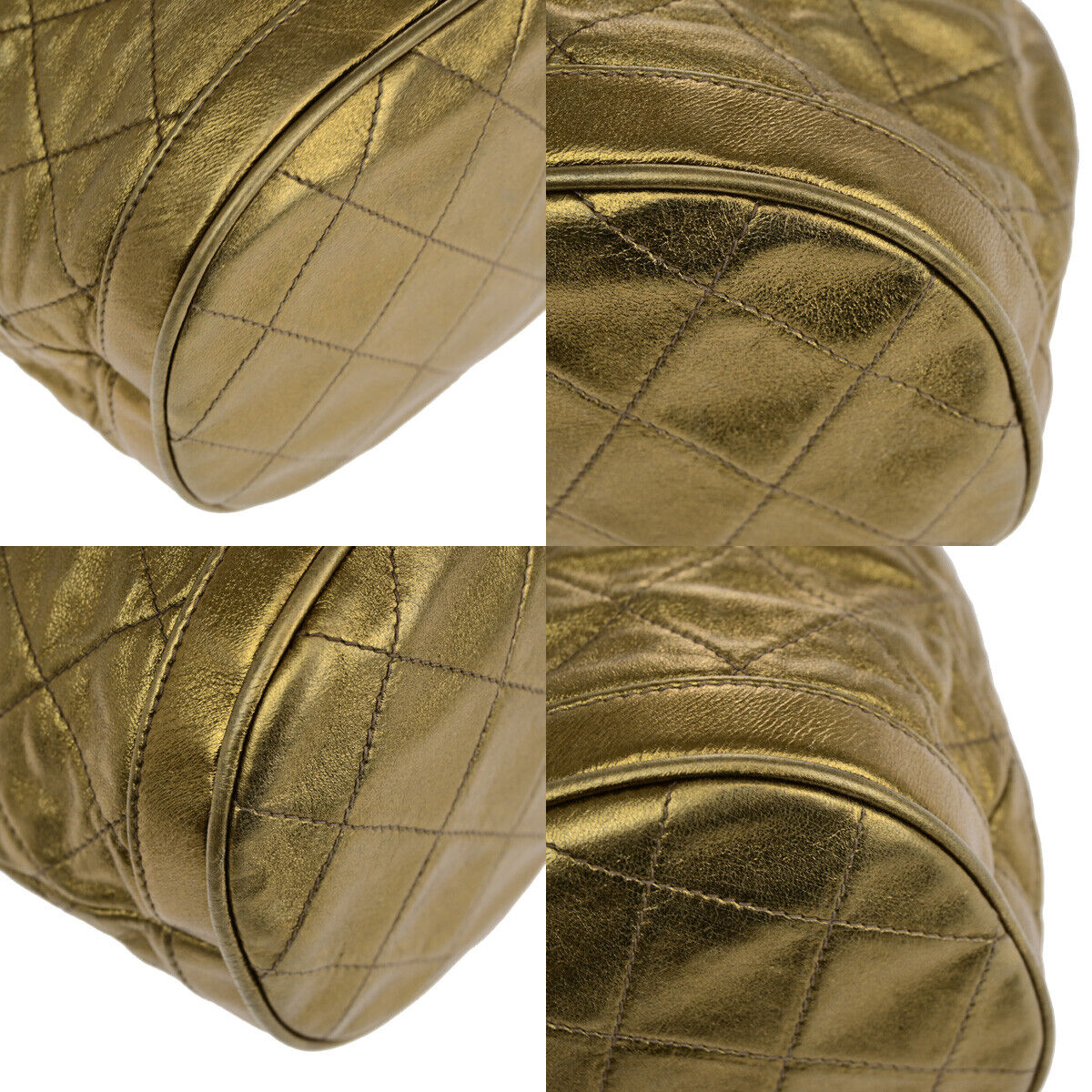 CHANEL CC Matelasse Drawstring Mini Chain Shoulder Bag Leather Gold GHW 390RK134