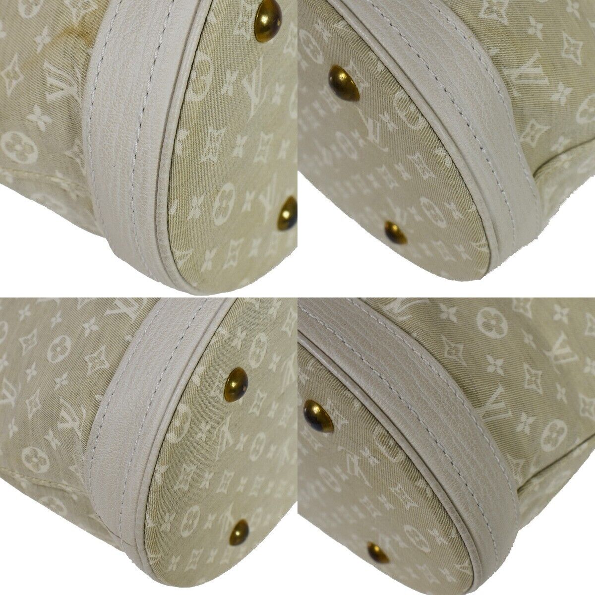 LOUIS VUITTON BUCKET PM Shoulder Bag Monogram Mini Lin Ivory Dunne 76YD133
