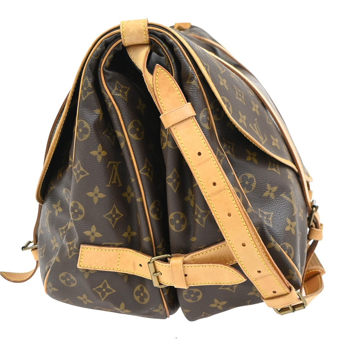 LOUIS VUITTON Logo Saumur 43 Shoulder Bag Monogram Leather Brown M42252 12YH900