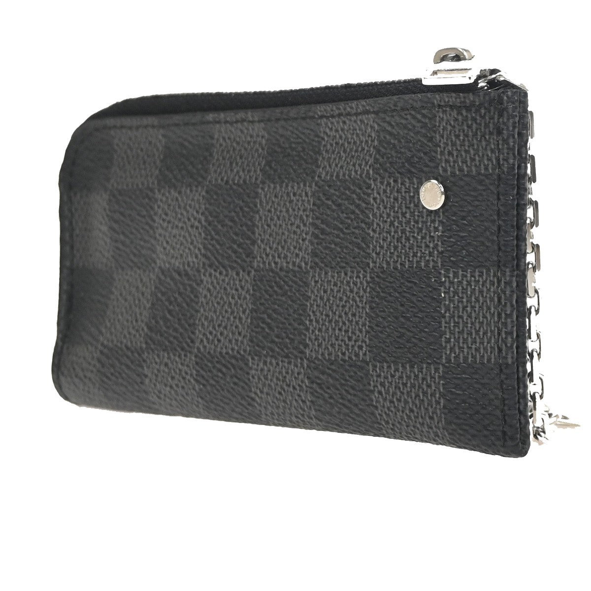 LOUIS VUITTON Pochette Cle Key Pouch Damier Graphite Leather  BK N61237 35RL928
