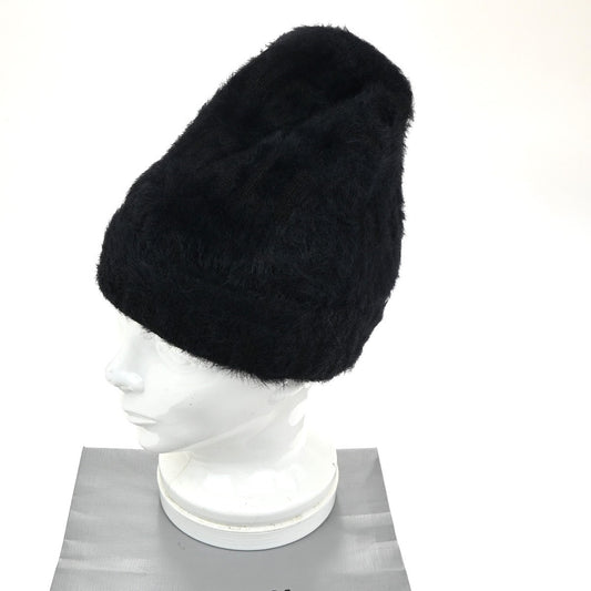 BALENCIAGA LOGO Knit Cap Onesize 55/61 Nylon Wool Fur Black 66RL700