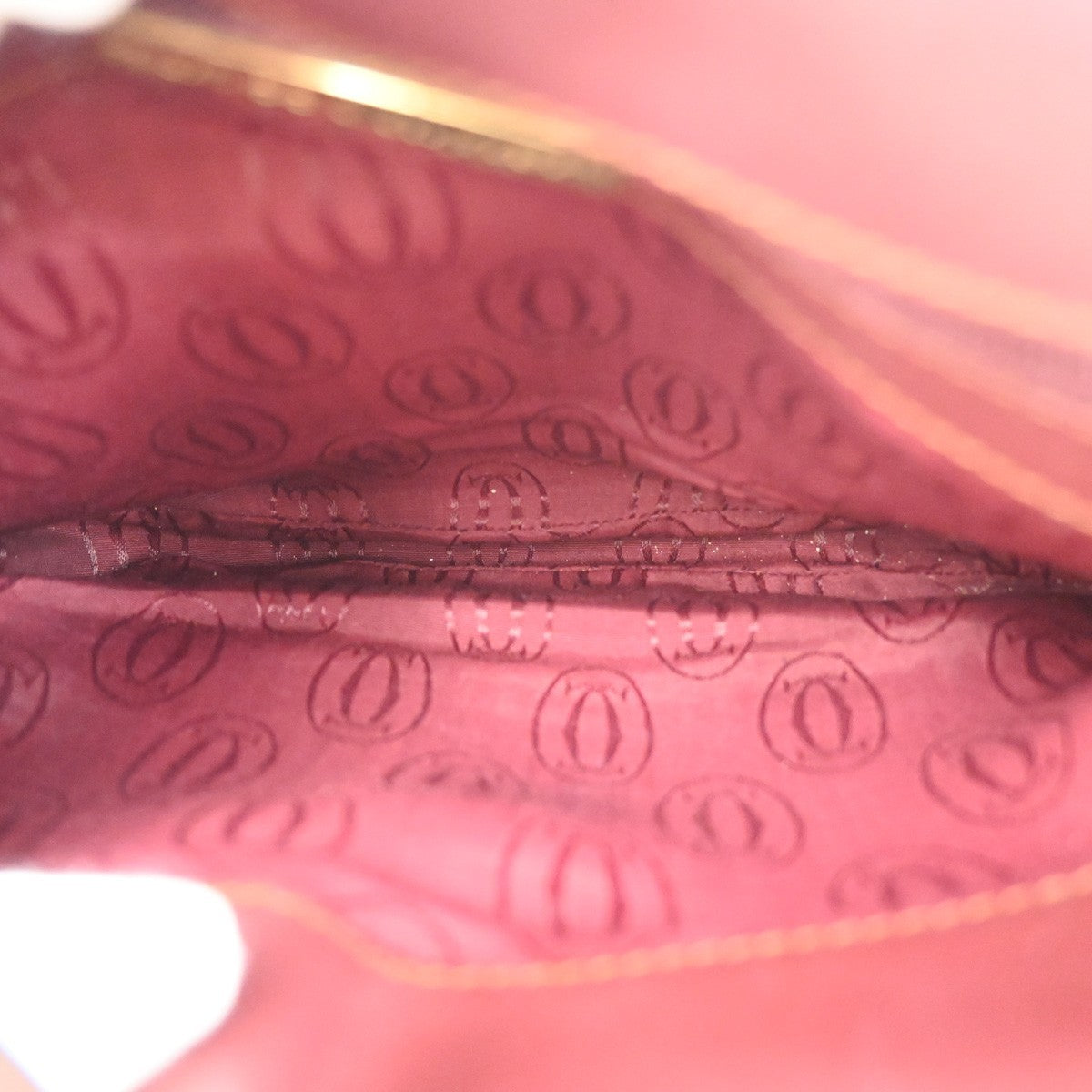 MUST DE CARTIER 2C Logo Shoulder Bag Leather Bordeaux Red GHW Italy 80ZA197