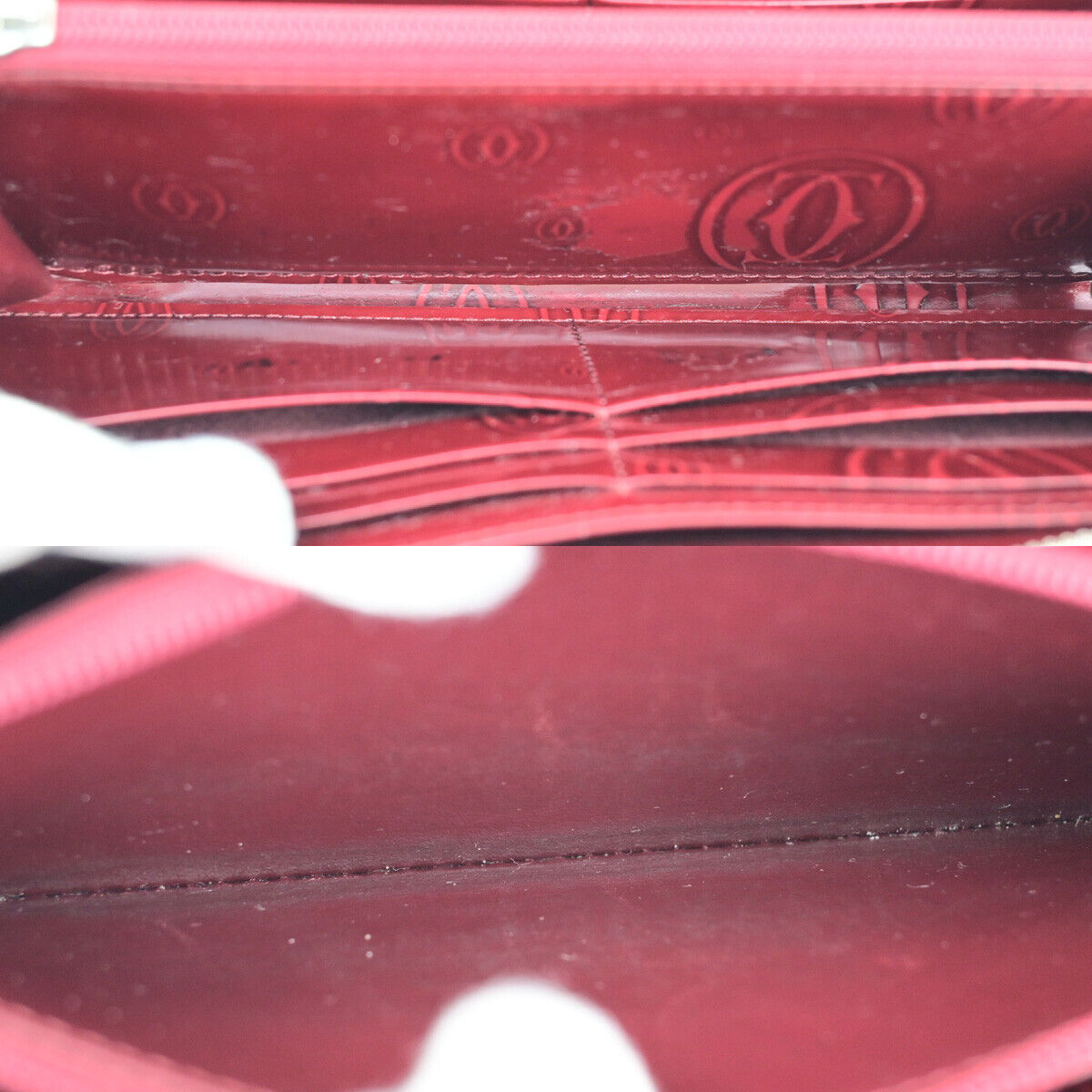 CARTIER Happy birthday Zipper Around Long Walley Patent Leather Bordeaux 08YF479
