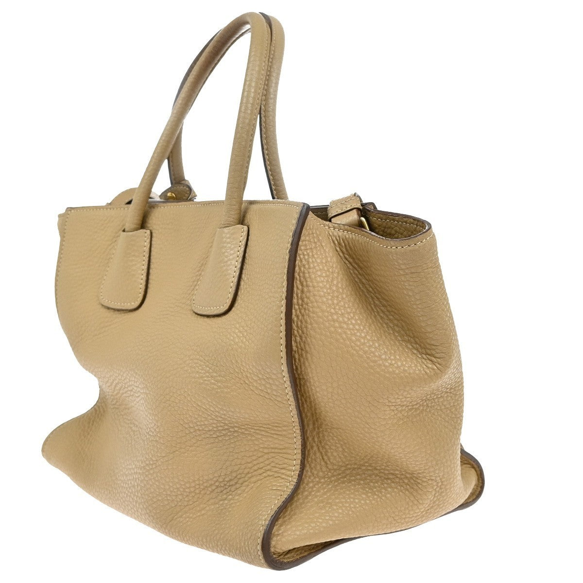 PRADA 2Way Shoulder Hand Tote Bag Vitello Daino Leather Beige GHW Italy 75KP078