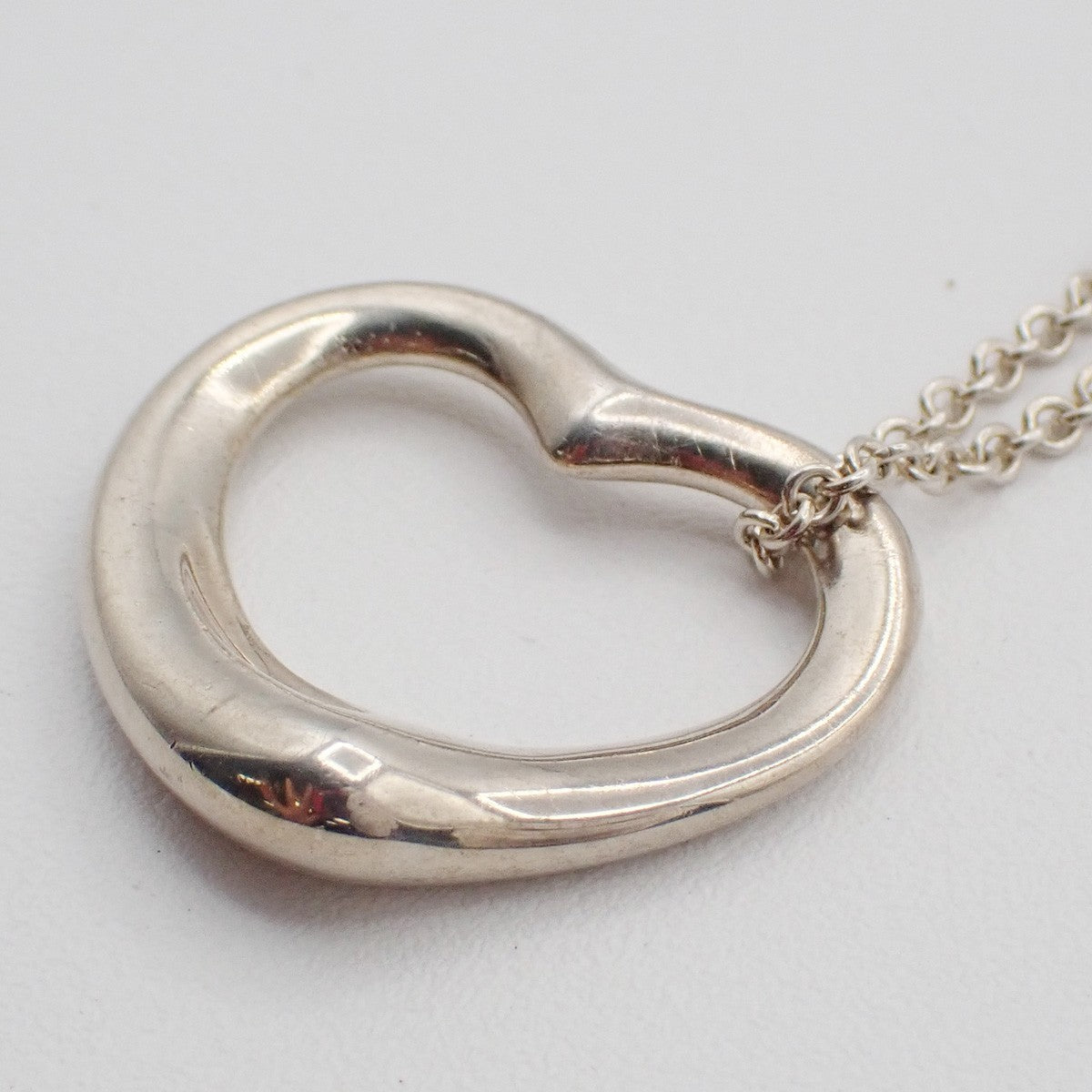 TIFFANY & CO. Open Heart 22mm Chain Necklace Ag 925 Elsa Peretti Silver 02KC580
