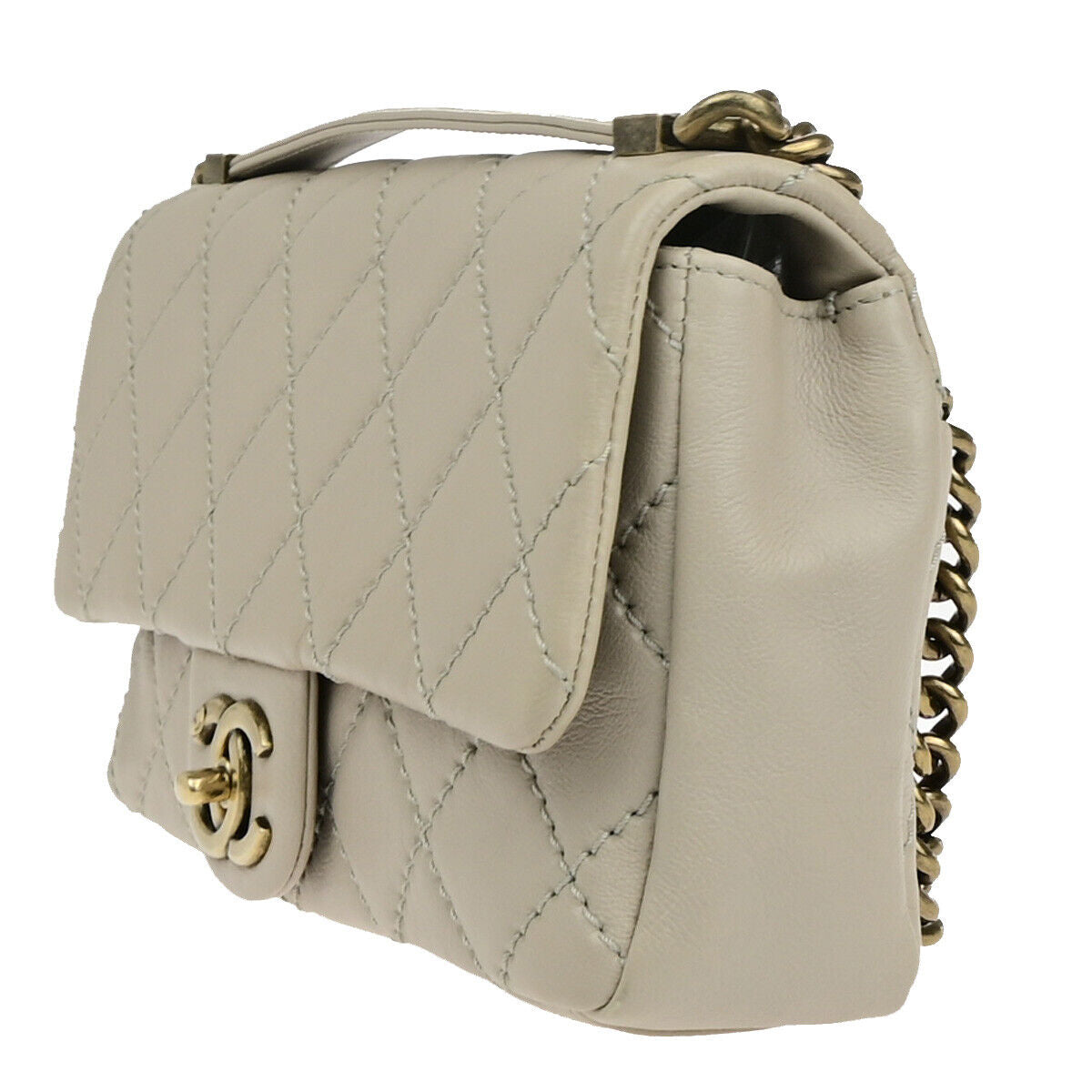 CHANEL CC Matelasse 25 2Way Chain Shoulder Hand Bag Leather Beige GHW 805RJ967