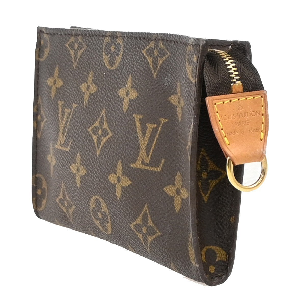 LOUIS VUITTON Logo BUCKET PM Pouch Bag Monogram Leather Brown France 04KP144
