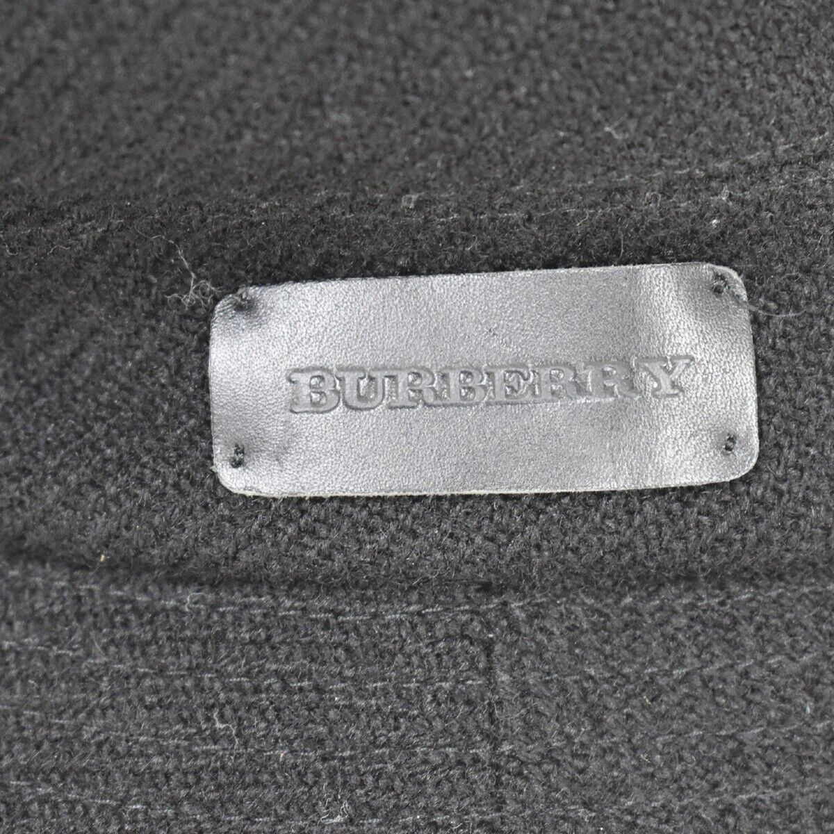 BURBERRY LONDON Logo Bucket Hat #M Cotton Wool Leather Black 04JH711