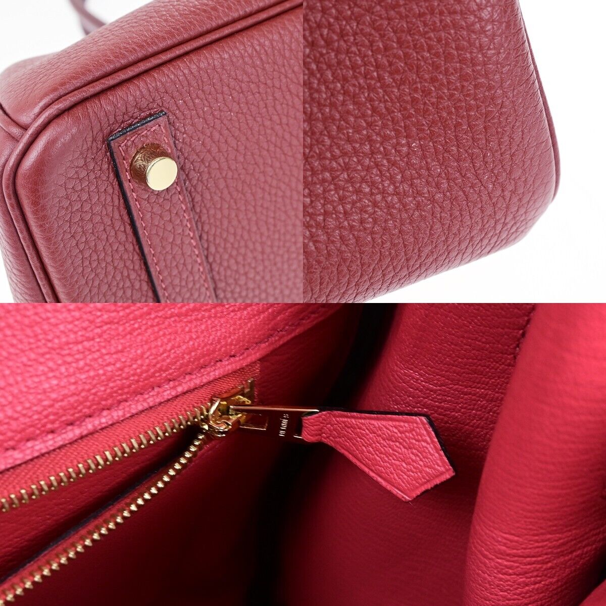 HERMES LOGO BIRKIN 30 HAND BAG C STAMP TOGO SWIFT LEATHER CADENA RUBY 6197LC523