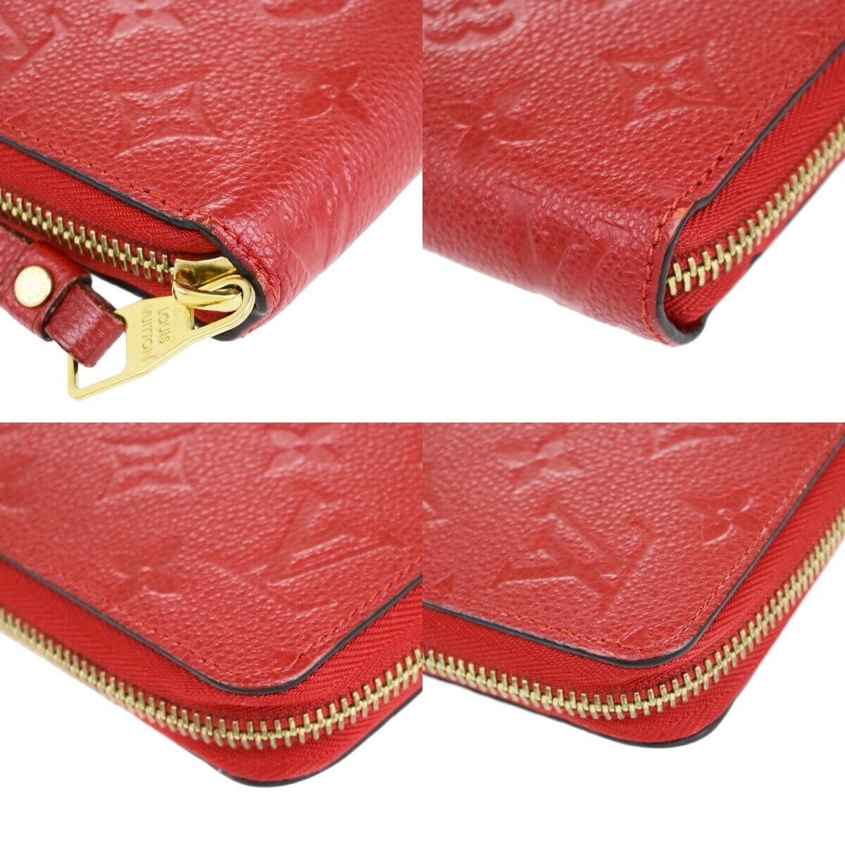 LOUIS VUITTON Clemence Long Bifold Wallet Monogram Empreinte Red M60169 79EC965