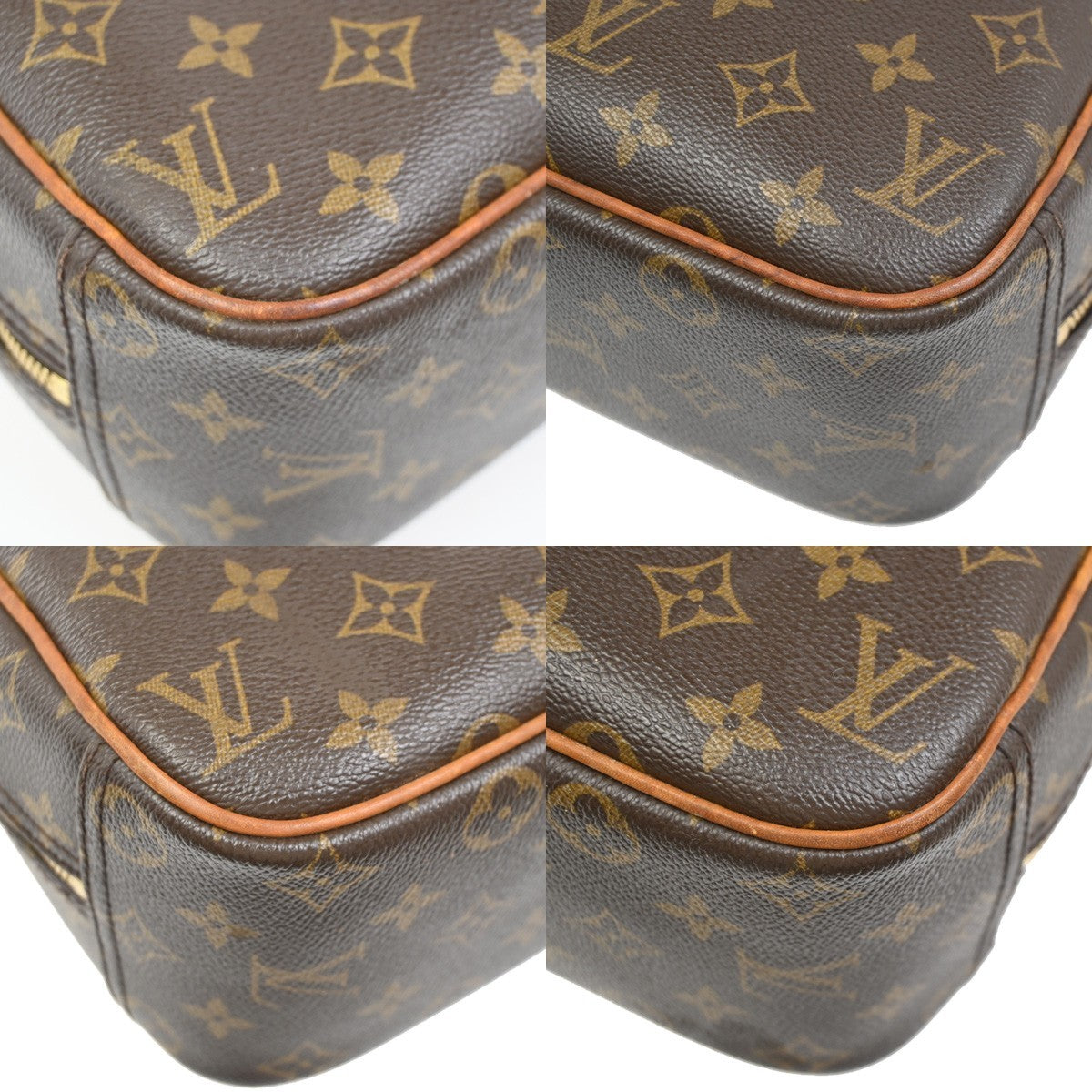 LOUIS VUITTON LV Logo Trouville Hand Bag Monogram Leather Brown M42228 86ZA185