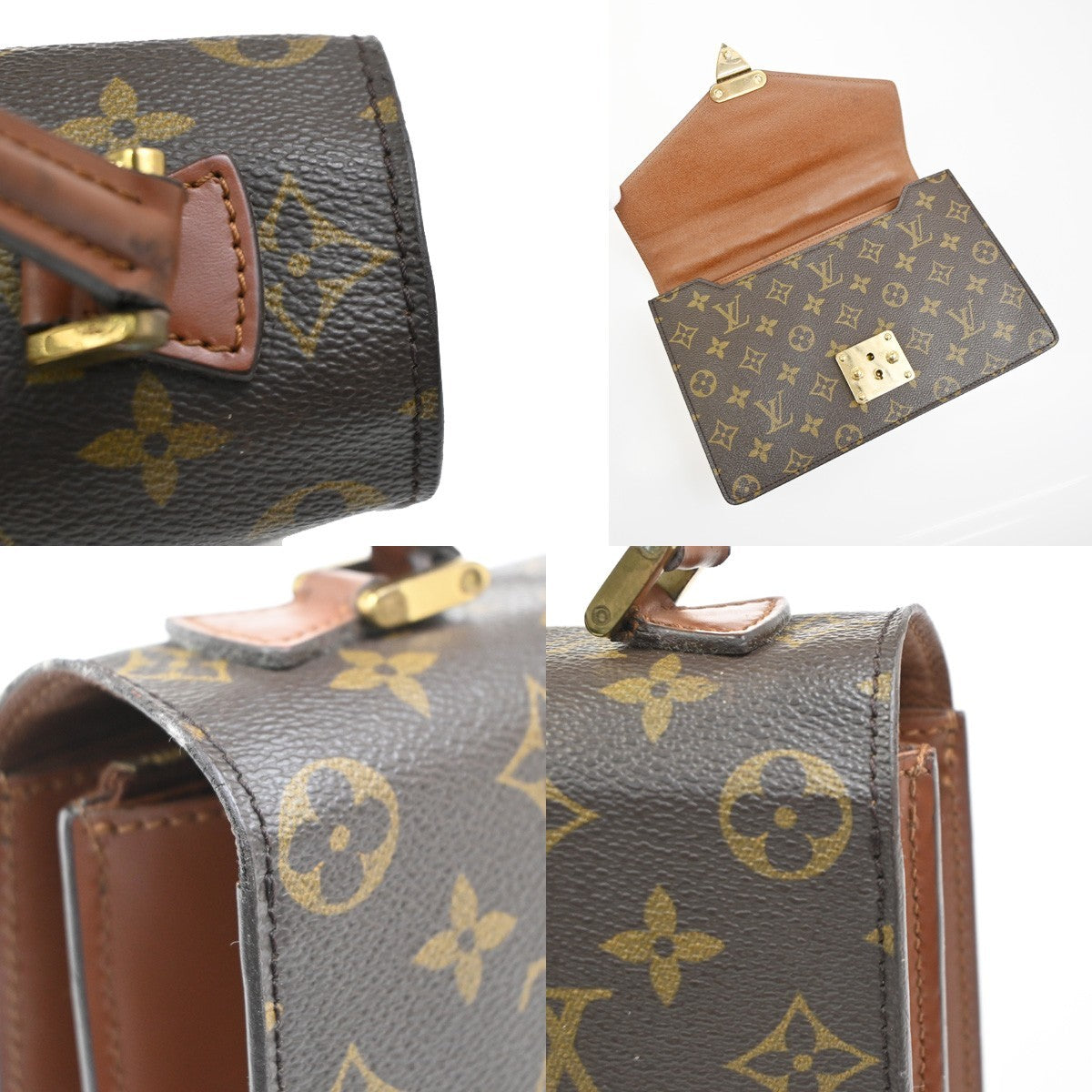 LOUIS VUITTON Concorde Hand Bag Monogram Leather Brown France M51190 89MA598