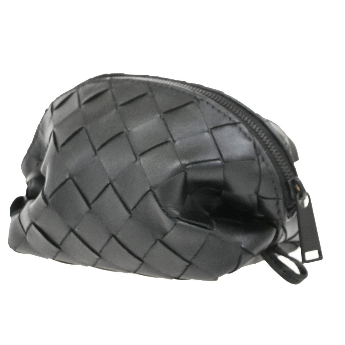 BOTTEGA VENETA Logo Intrecciato Mini Pouch Lambskin Leather Black 30RL546