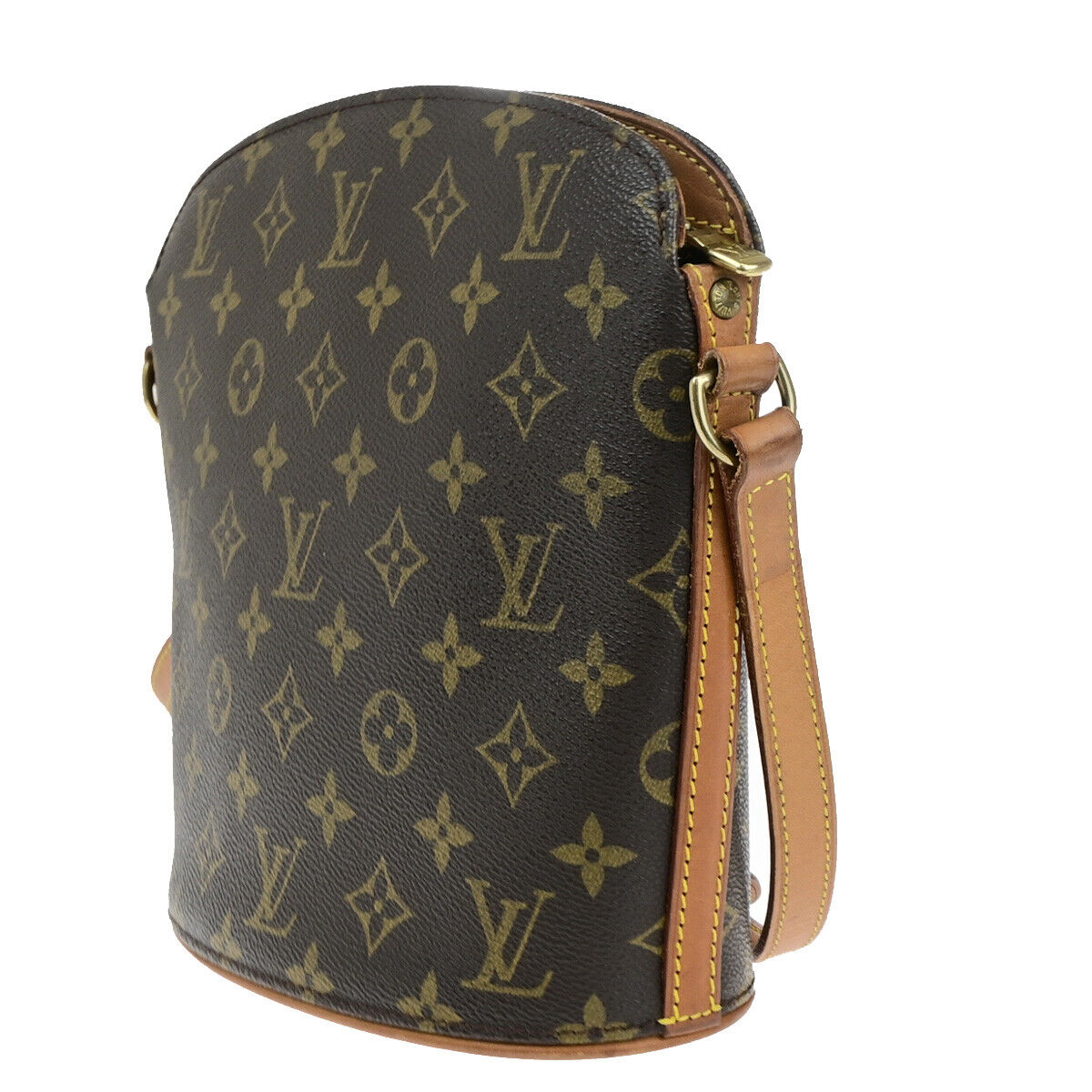 LOUIS VUITTON Logo Drouot Shoulder Bag Monogram Leather Brown M51290 16YF371