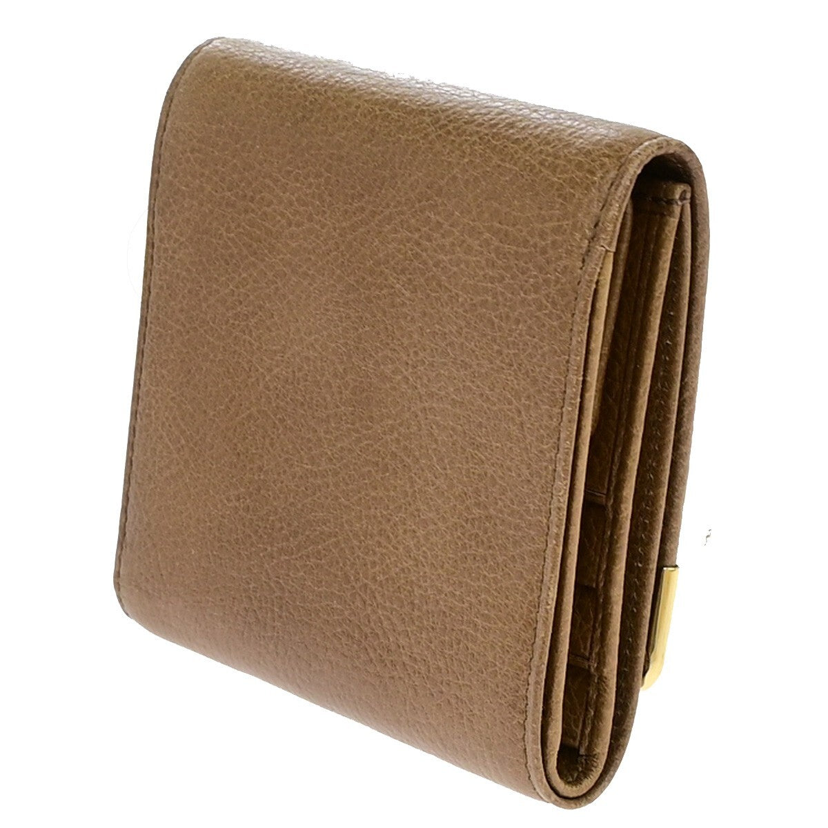 Cartier 2C Logo Trifold Compact Wallet Leather Brown Gold 60KP172