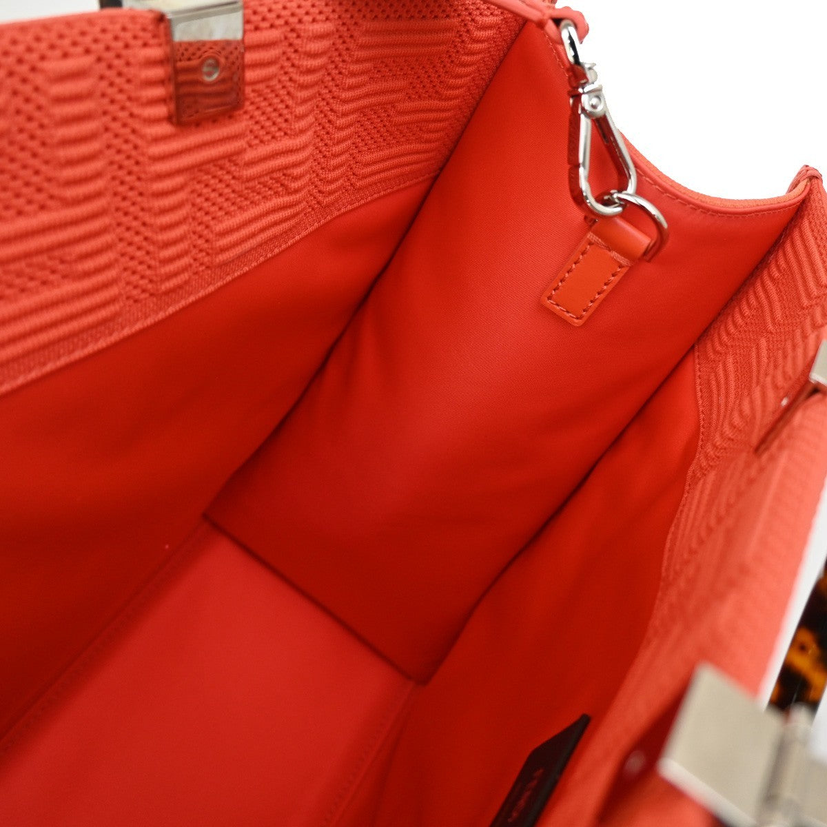 FENDI Logo Zucca Pattern 2way Tote Shoulder Bag Canvas Leather Orange 650RF496