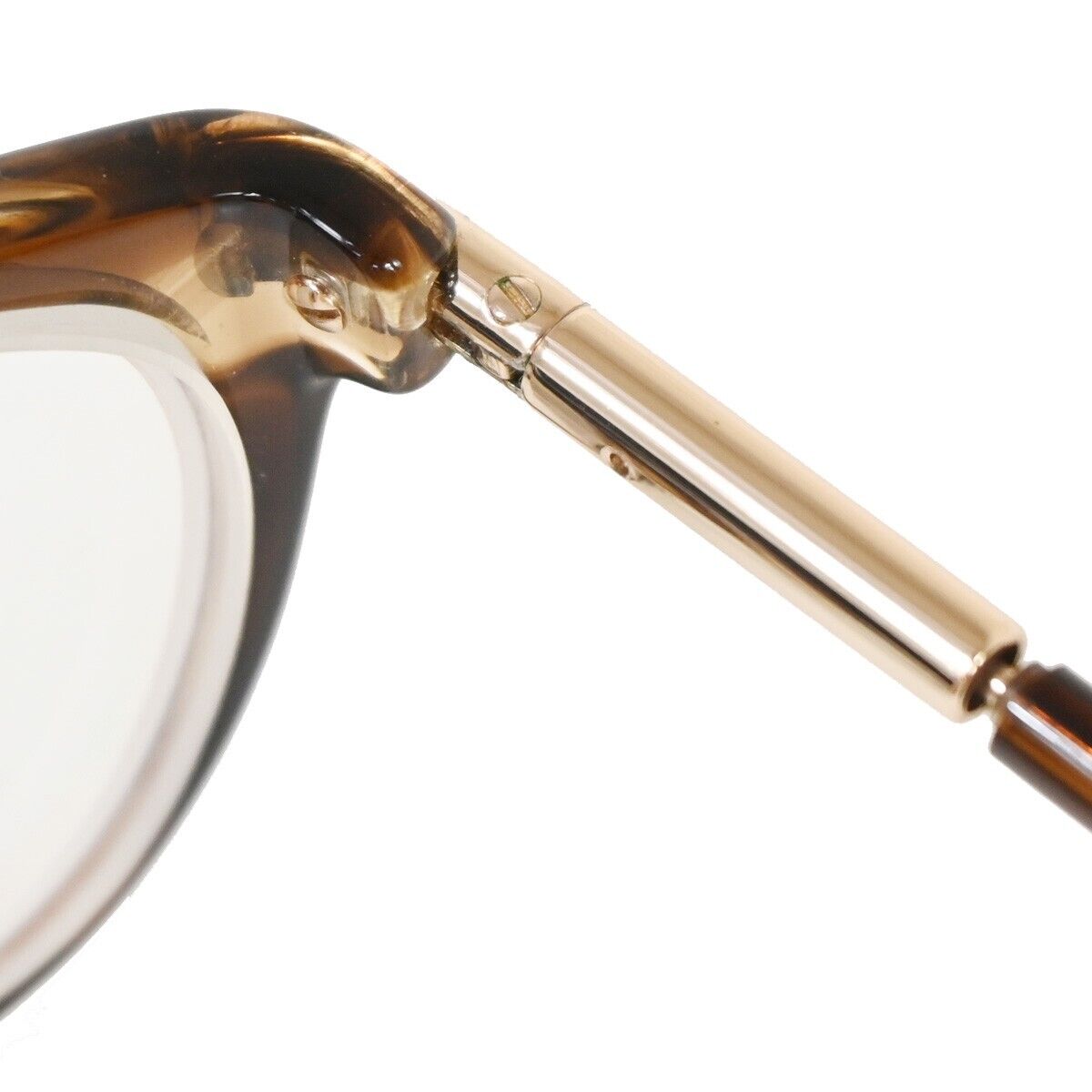 TOM FORD Logo Glasses Frame Eye Wear Plastic Brown Gold Plated Accessory 02GA680