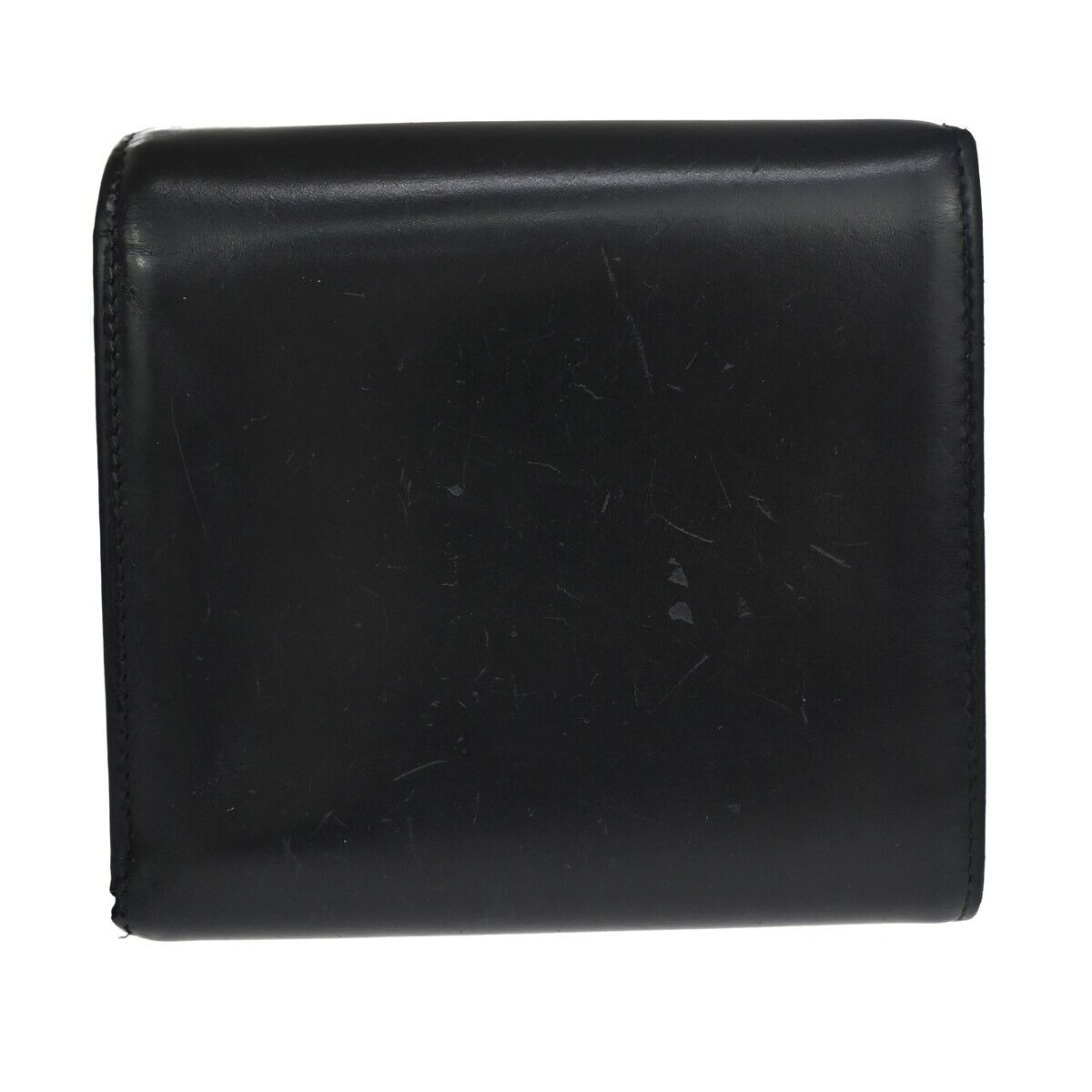 CARIER Love Collection Trifold Wallet Purse Leather Black Silver France 08GA267